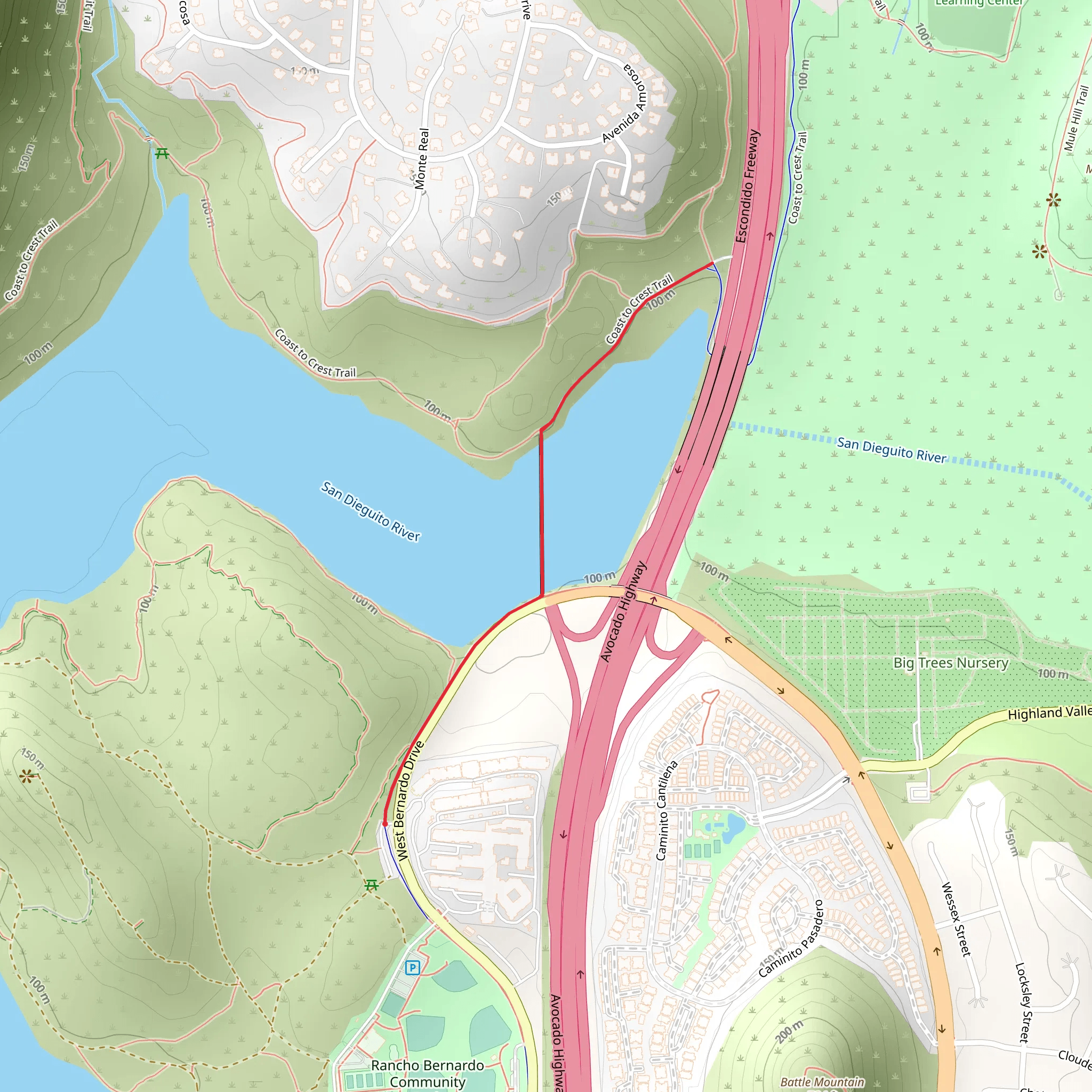 The David Kreitzer Lake Hodges Bicycle Pedestrian Bridge mobile static map