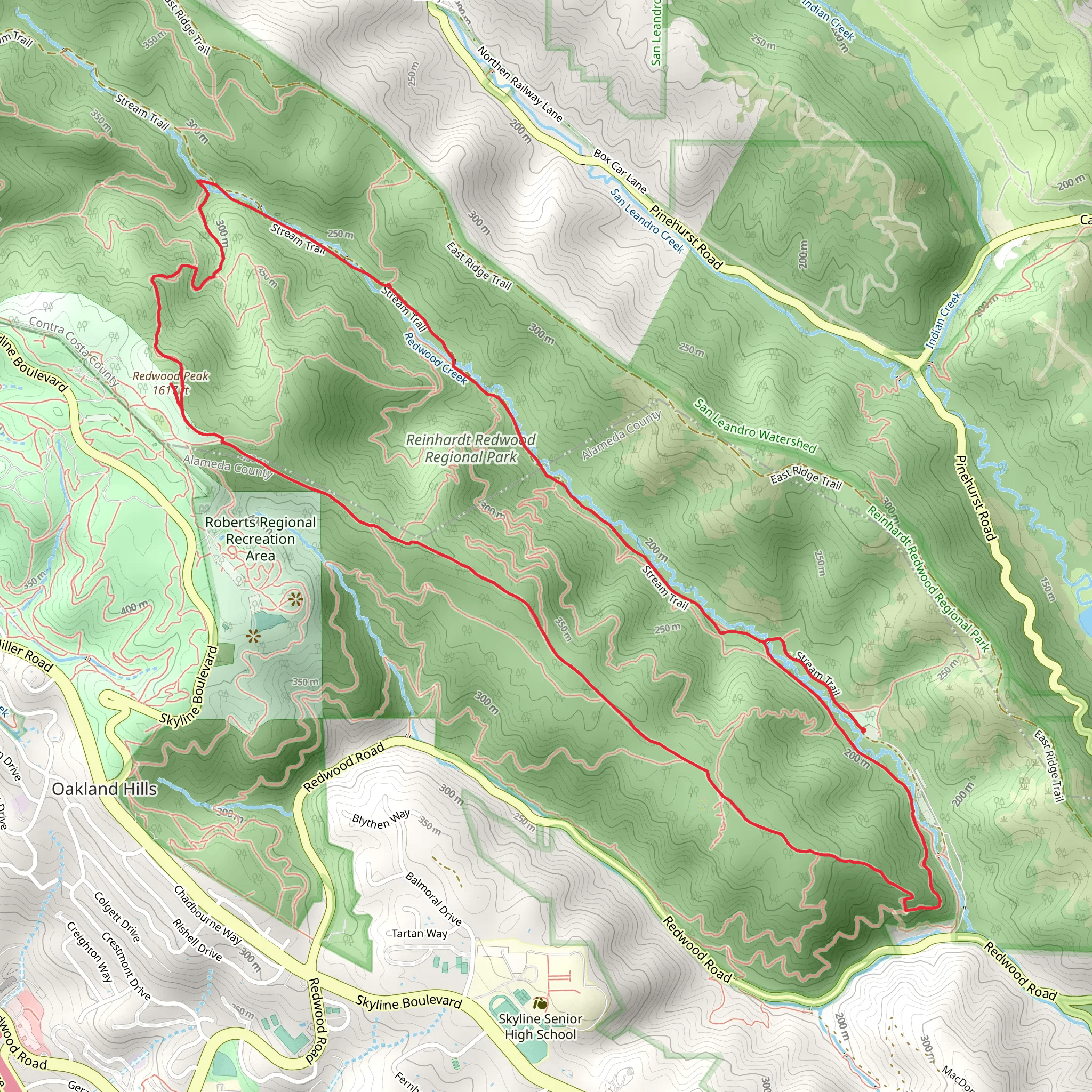 Redwood Creek - West Ridge Loop Trail mobile static map