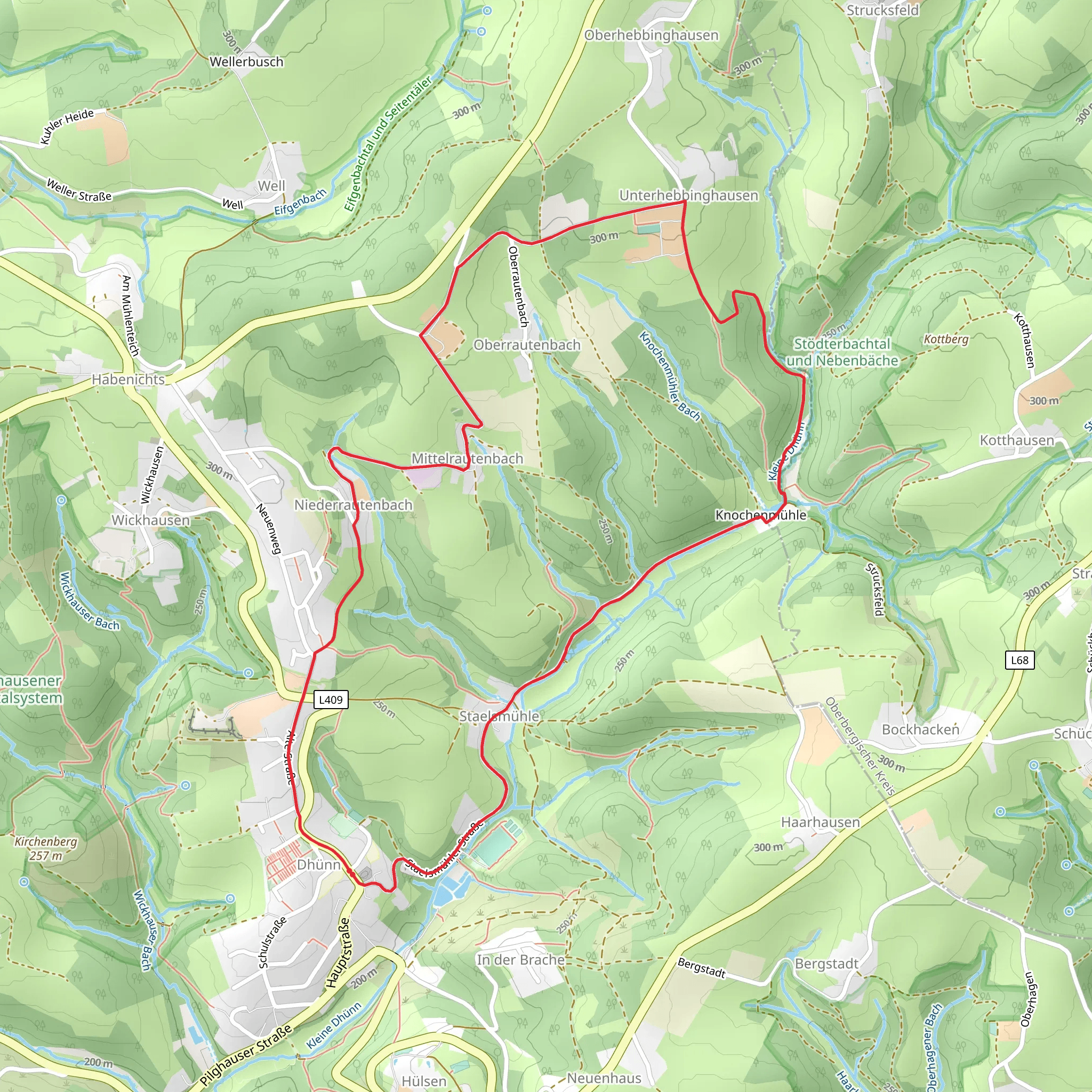 Dhünn Rundweg Loop mobile static map