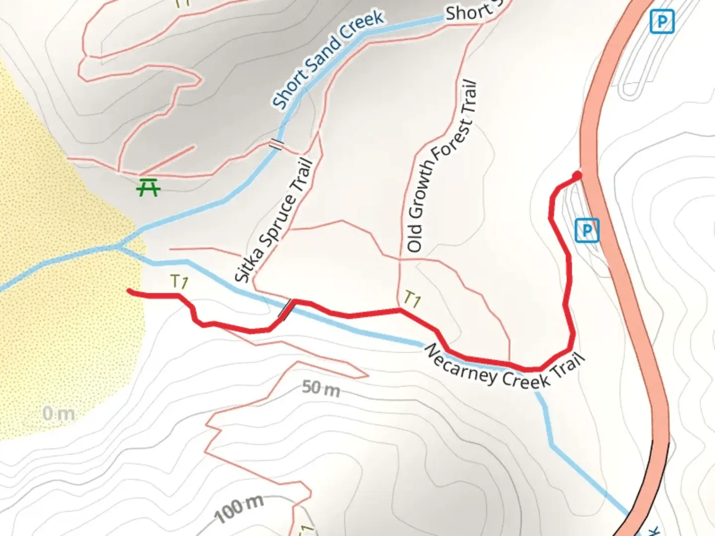 An image depicting the trail Necarney Creek Trail and its surrounding area.