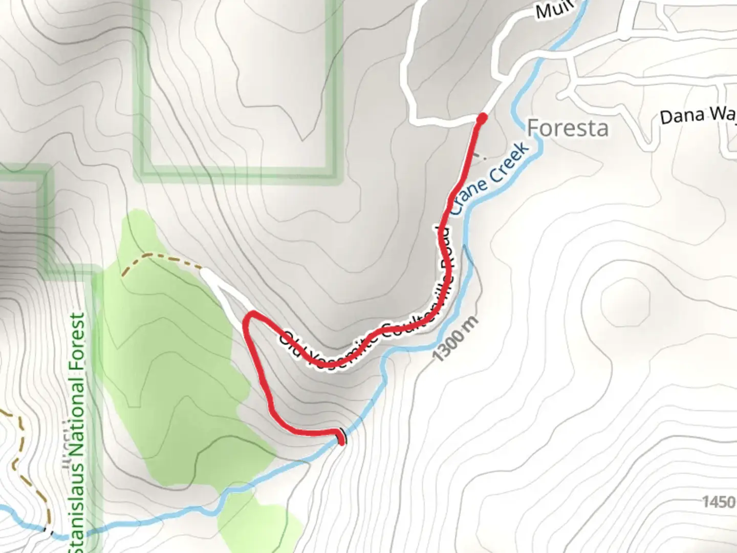 An image depicting the trail Forest Falls Trail and its surrounding area.