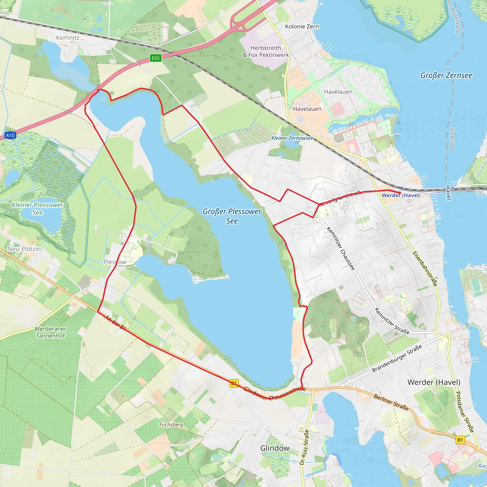 Großer Plessower See Loop mobile static map