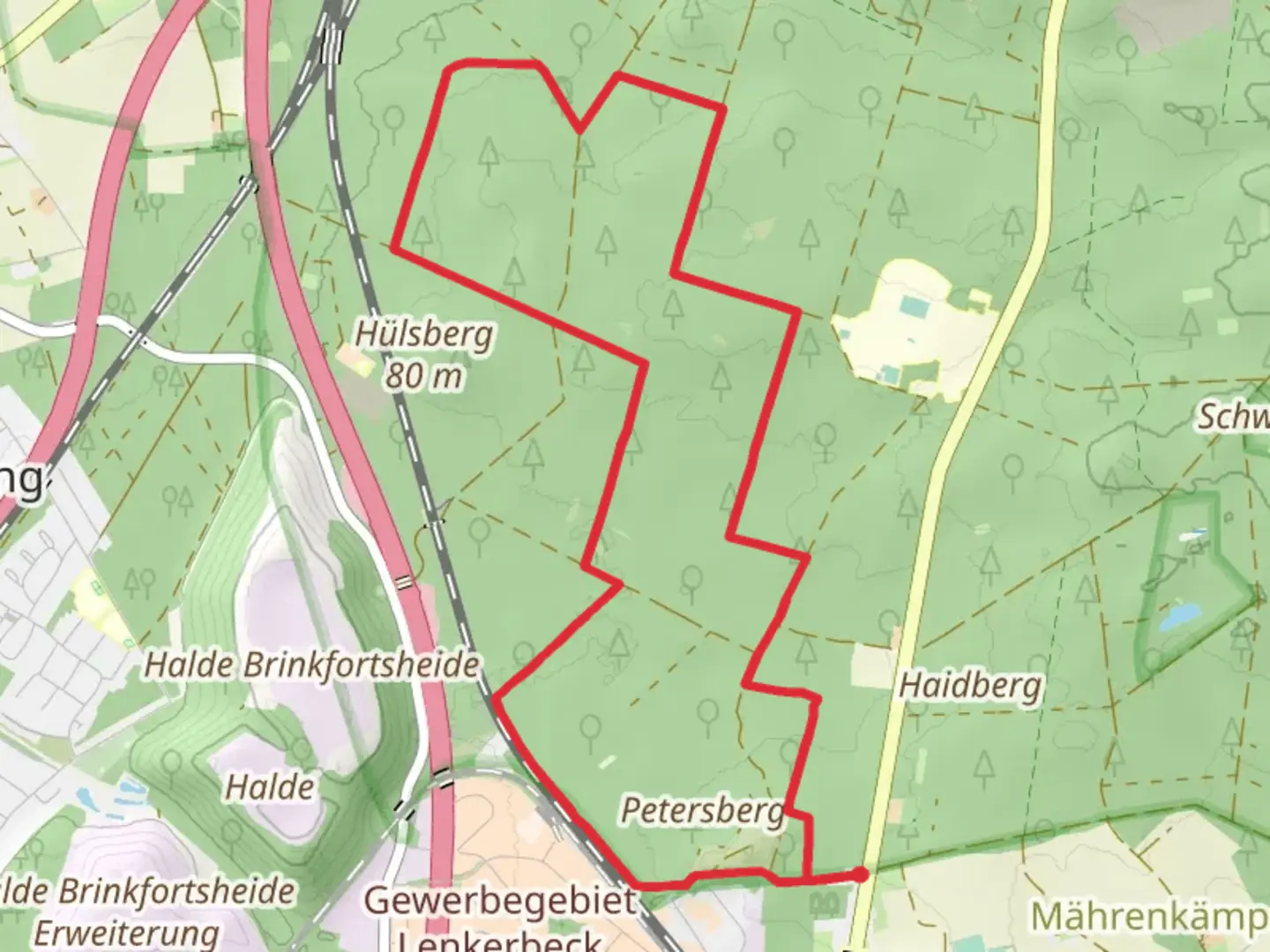 An image depicting the trail Die Haard - Haidberg and its surrounding area.