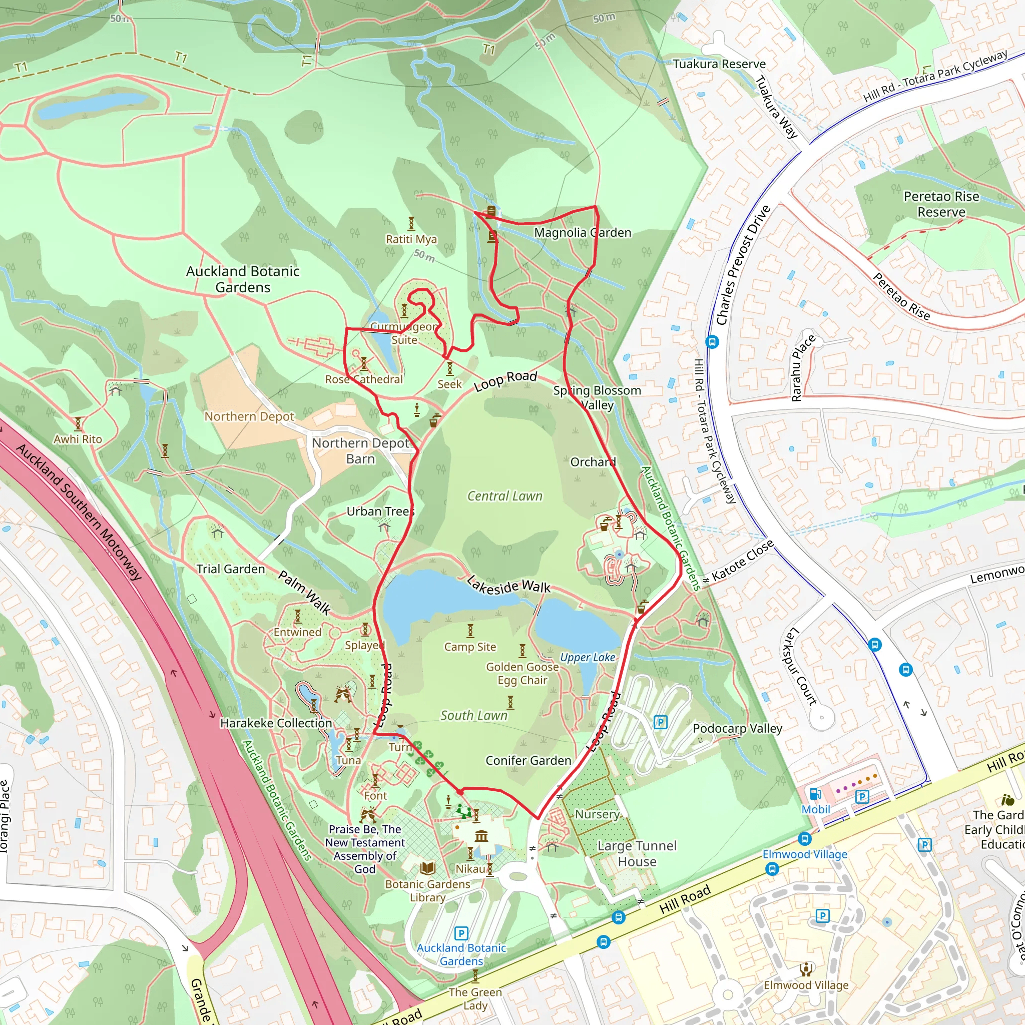 Auckland Botanic Garden Loop mobile static map