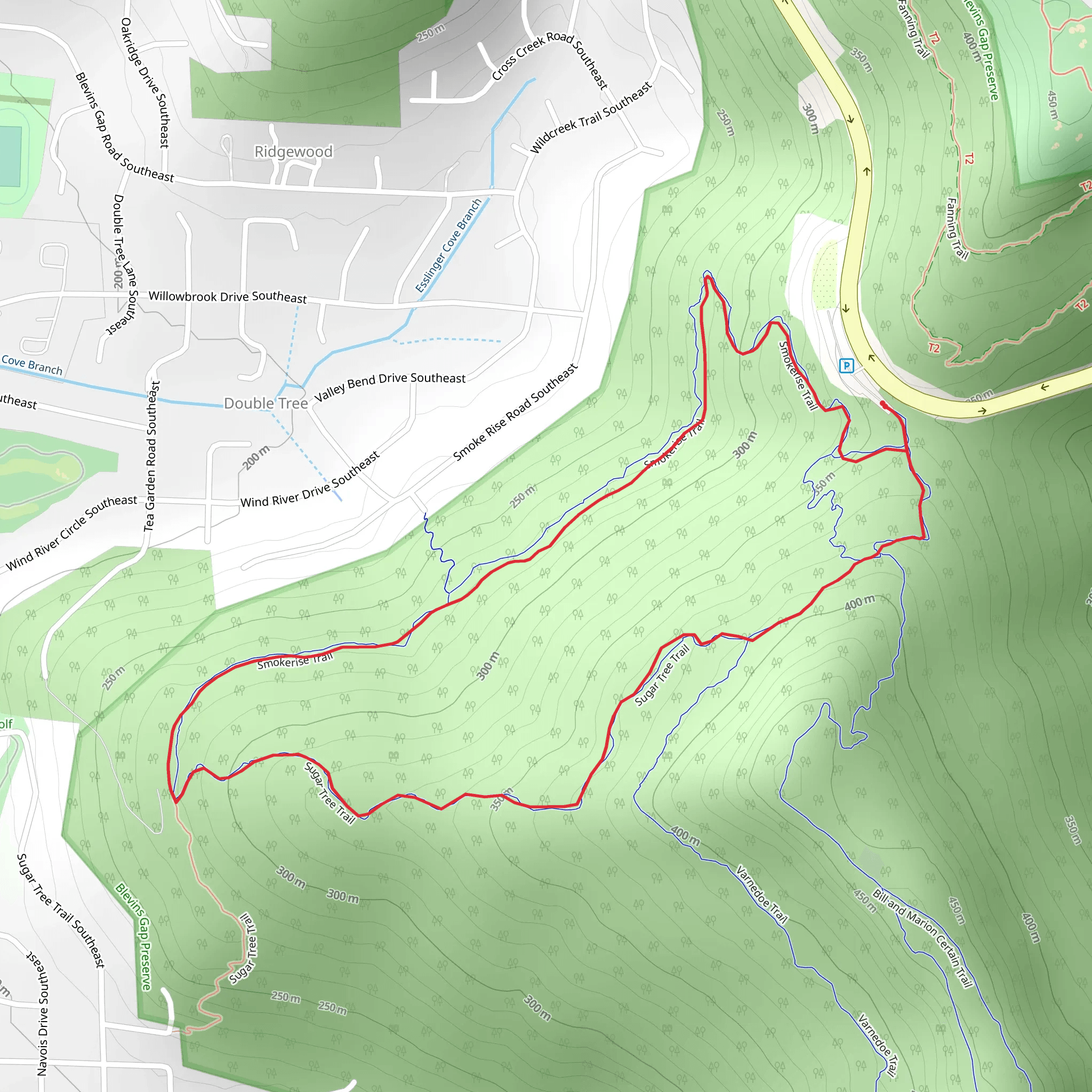 Smokerise and Sugar Tree Loop Trail - Short mobile static map