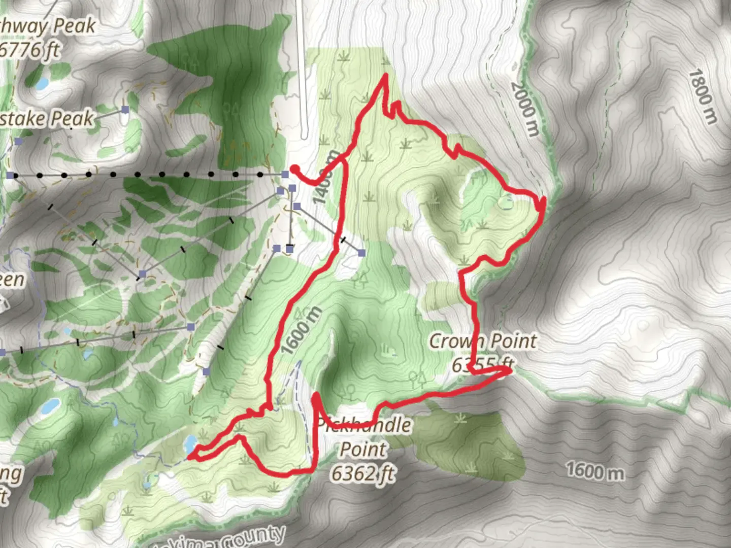 An image depicting the trail Silver Creek Trail and Crown Point Loop and its surrounding area.