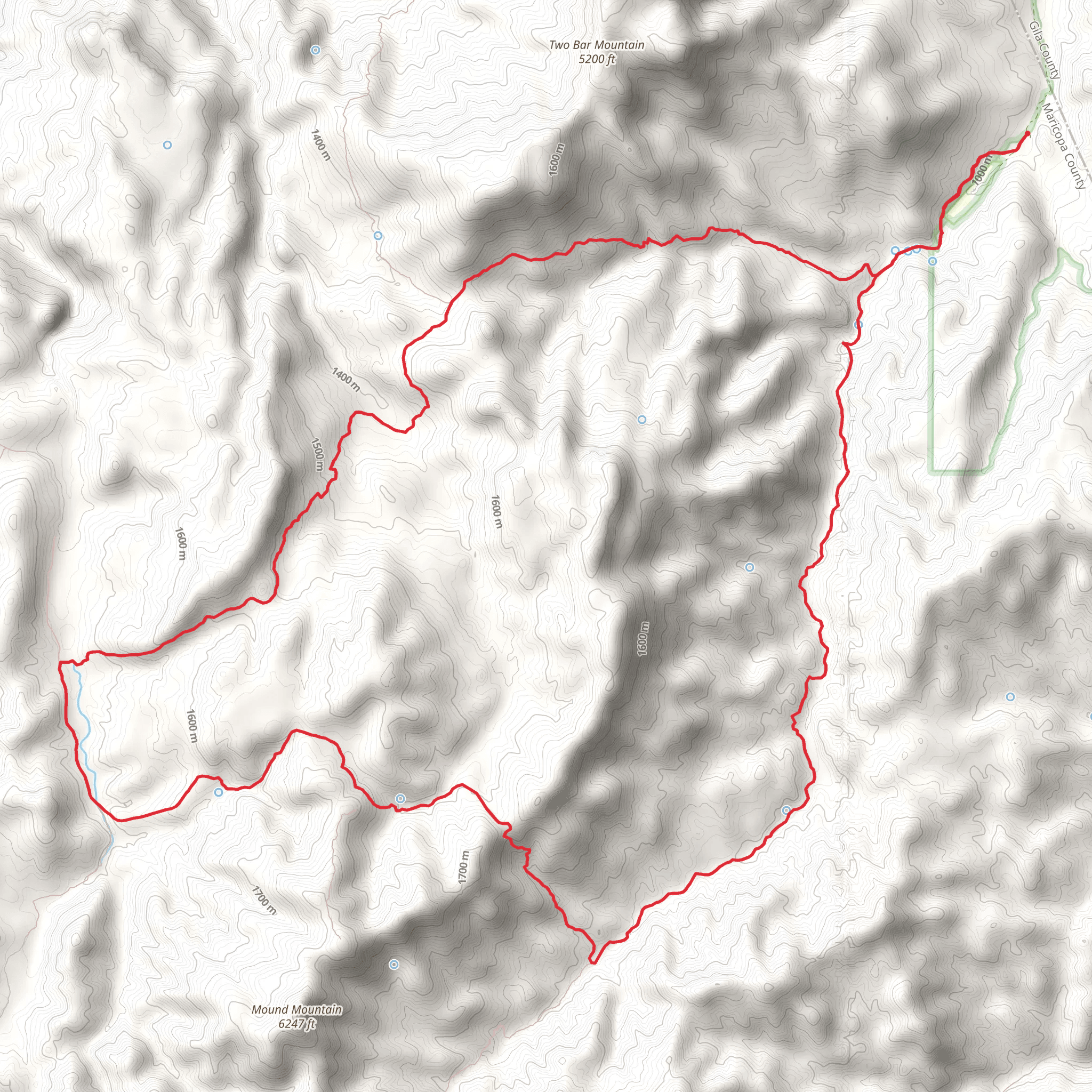 Campaign, Reavis Gap and Fire Line Loop Trail mobile static map