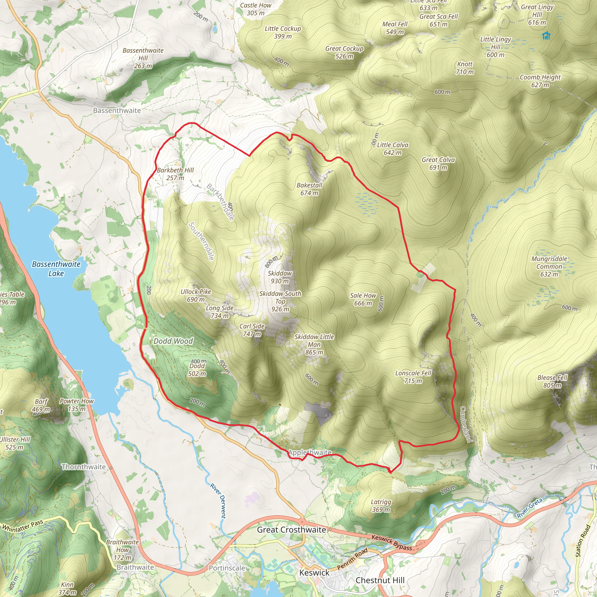 Skiddaw Loop mobile static map