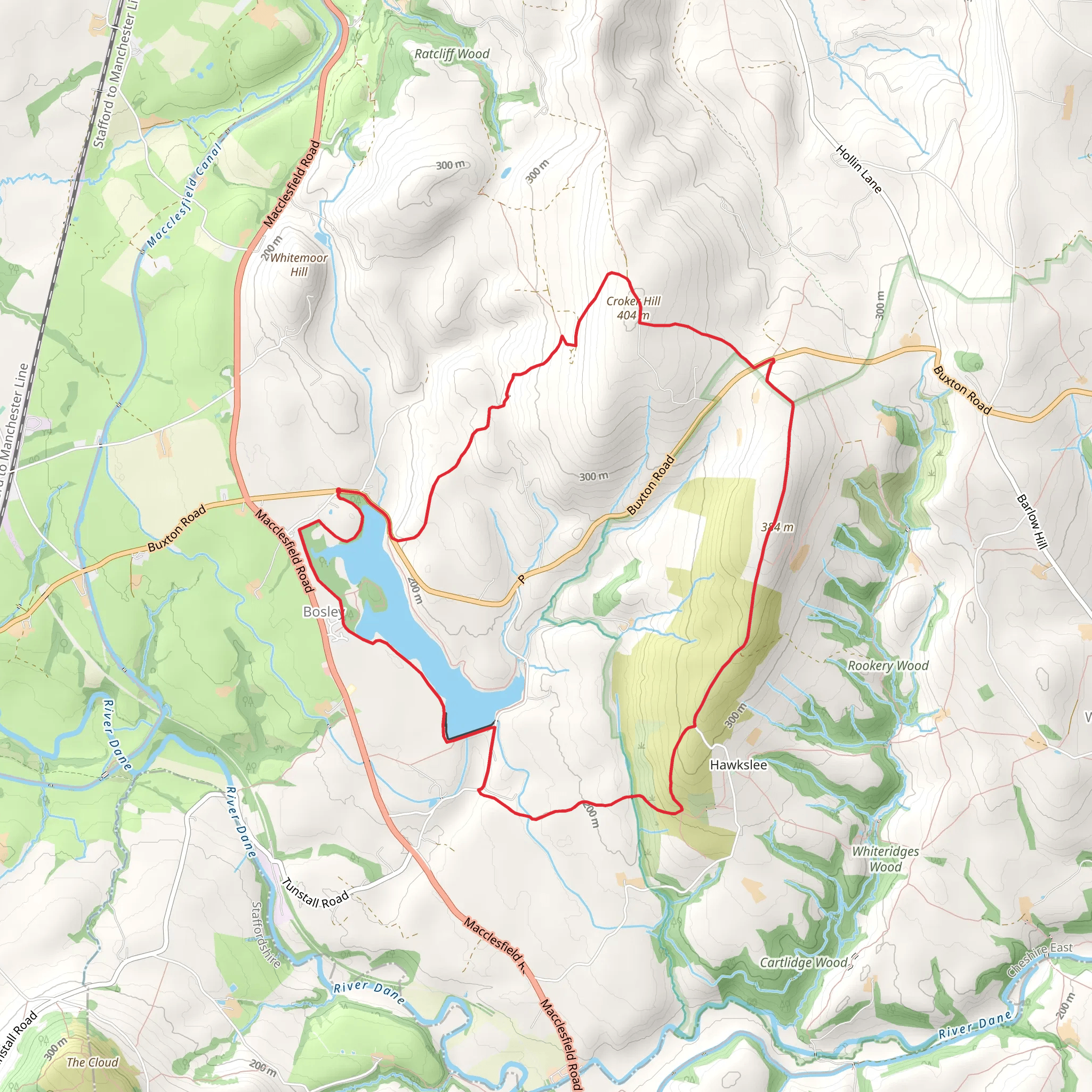 Bosley Reservoir mobile static map
