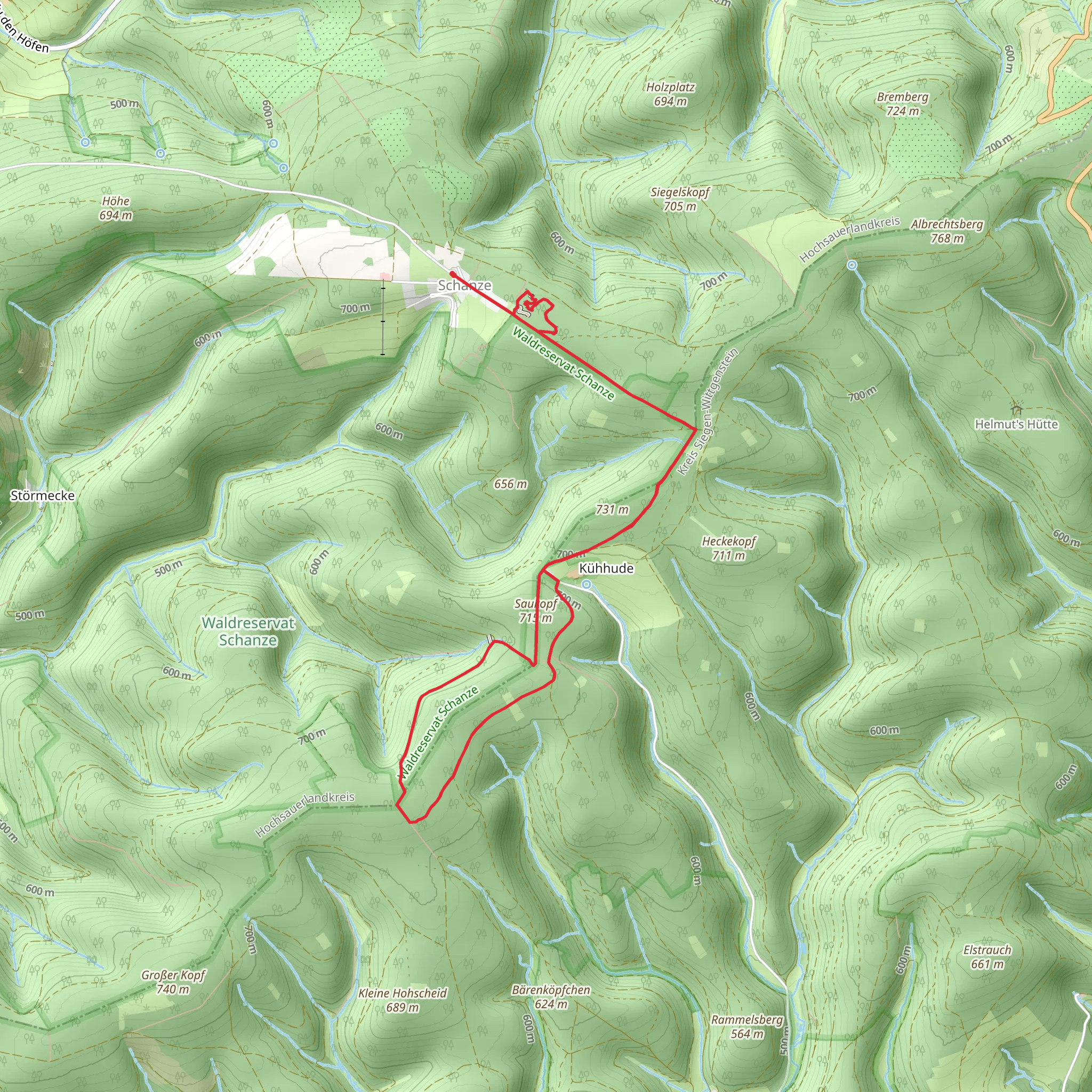 Saukopf, Hutejungengrab and Kyrilpfad Loop mobile static map
