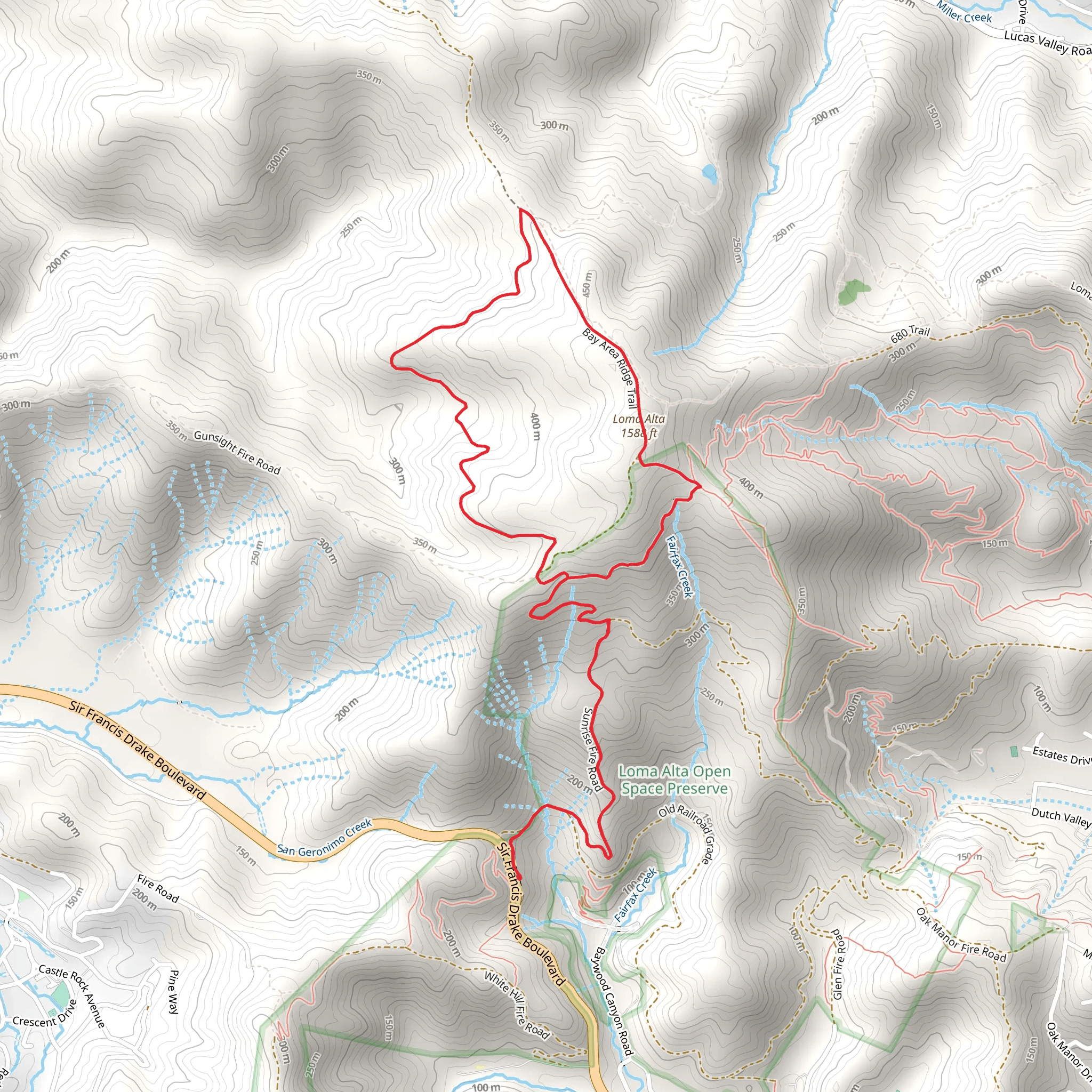 Loma Alta via Bay Area Ridge Trail mobile static map