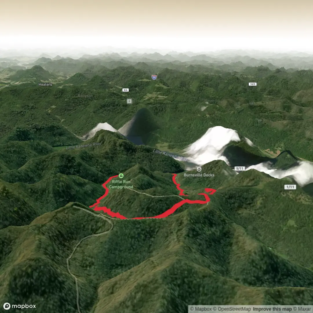 An image depicting the trail Riffle Run Trail and its surrounding area.