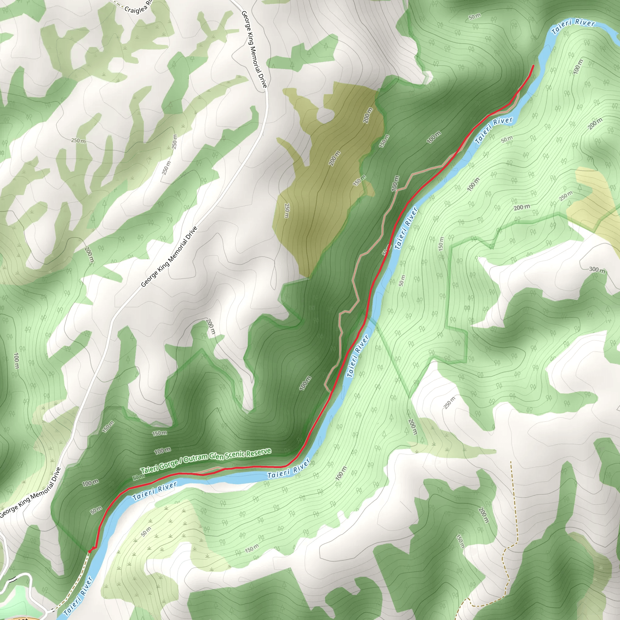 Outram Glen to Lee Stream Walk mobile static map
