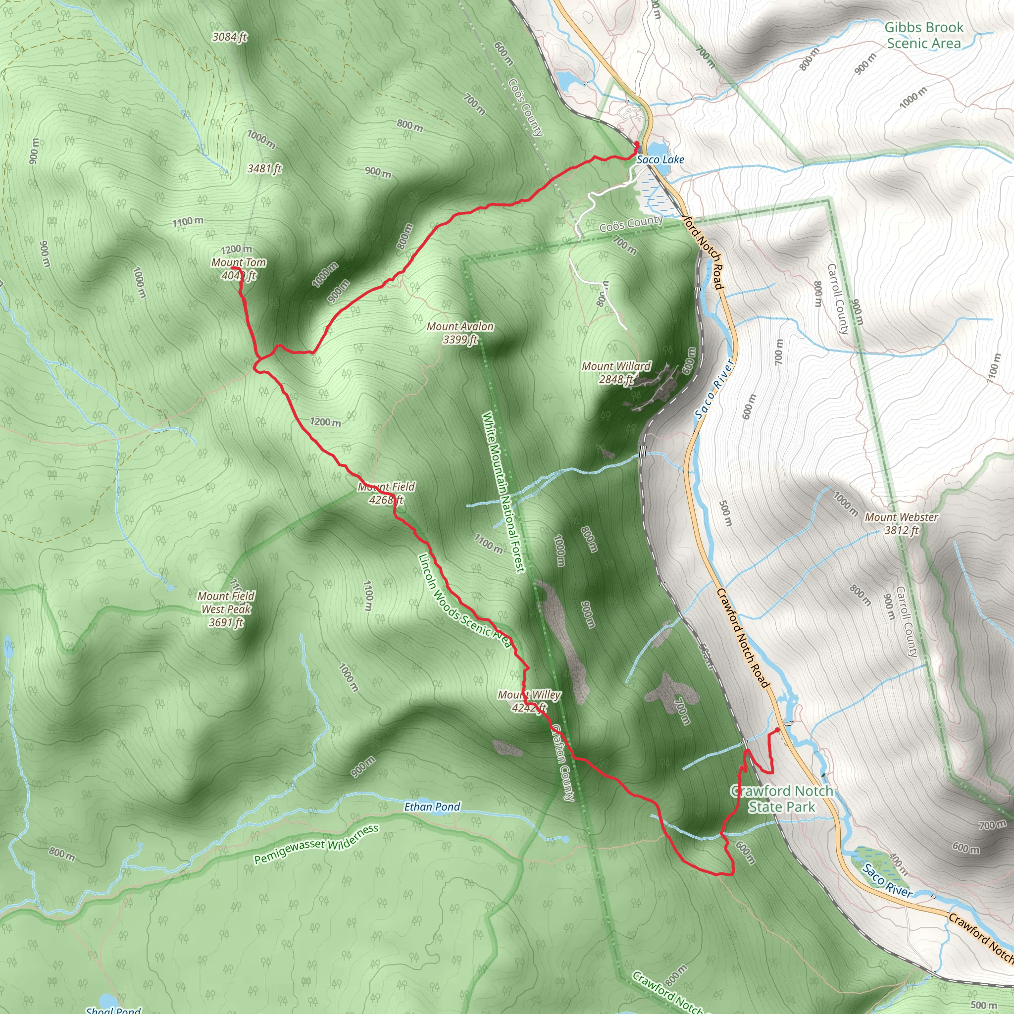 Mount Willey, Field and Tom via Willey Range Trail mobile static map