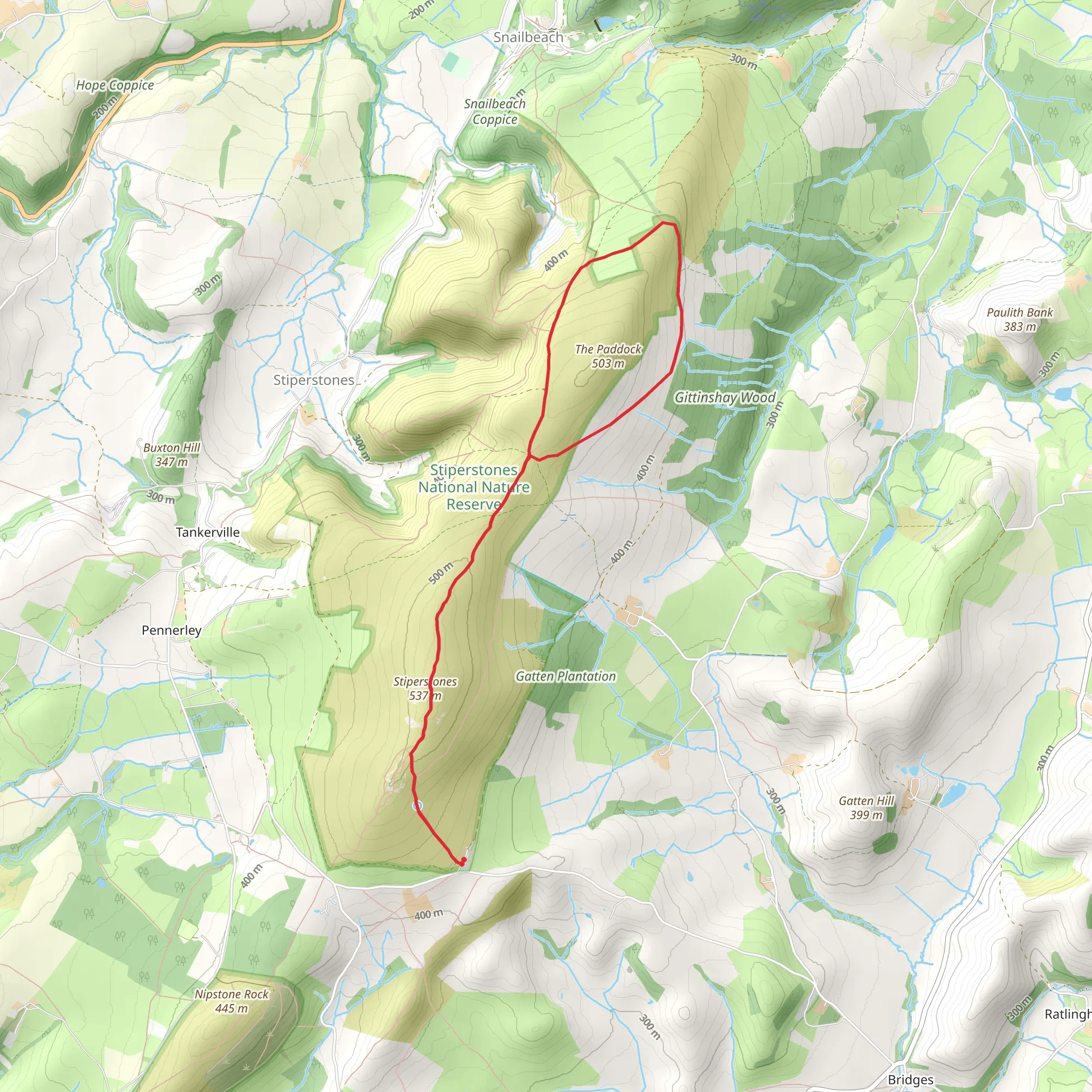 The Stiperstones and Blakemoor Flat from the Knolls mobile static map