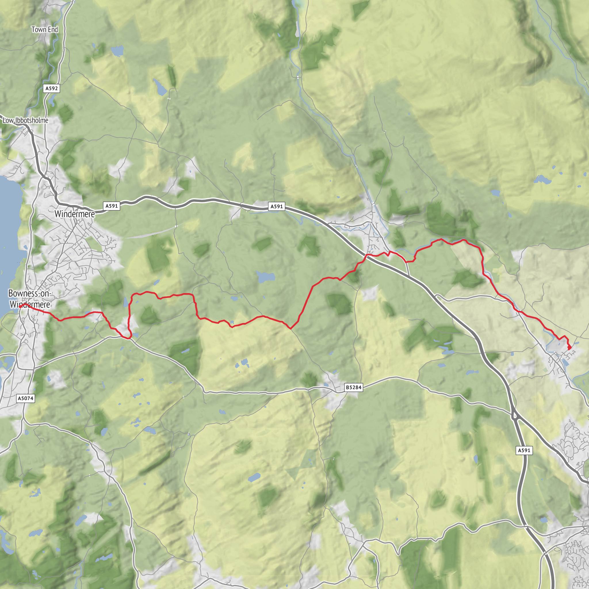 Dales Way - Burneside to Windermere mobile static map