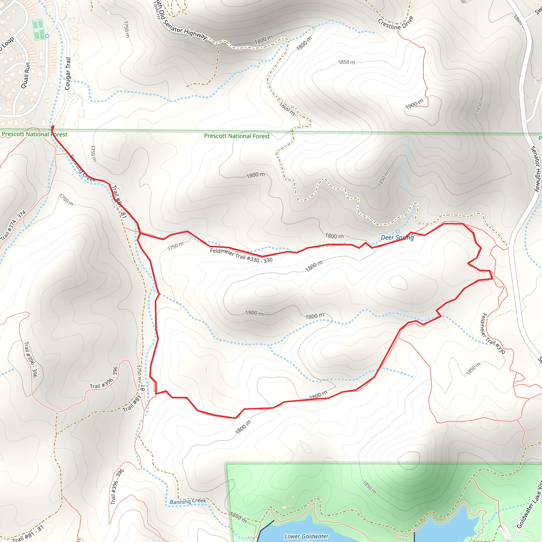 Deer Spring Loop via Banning Creek mobile static map