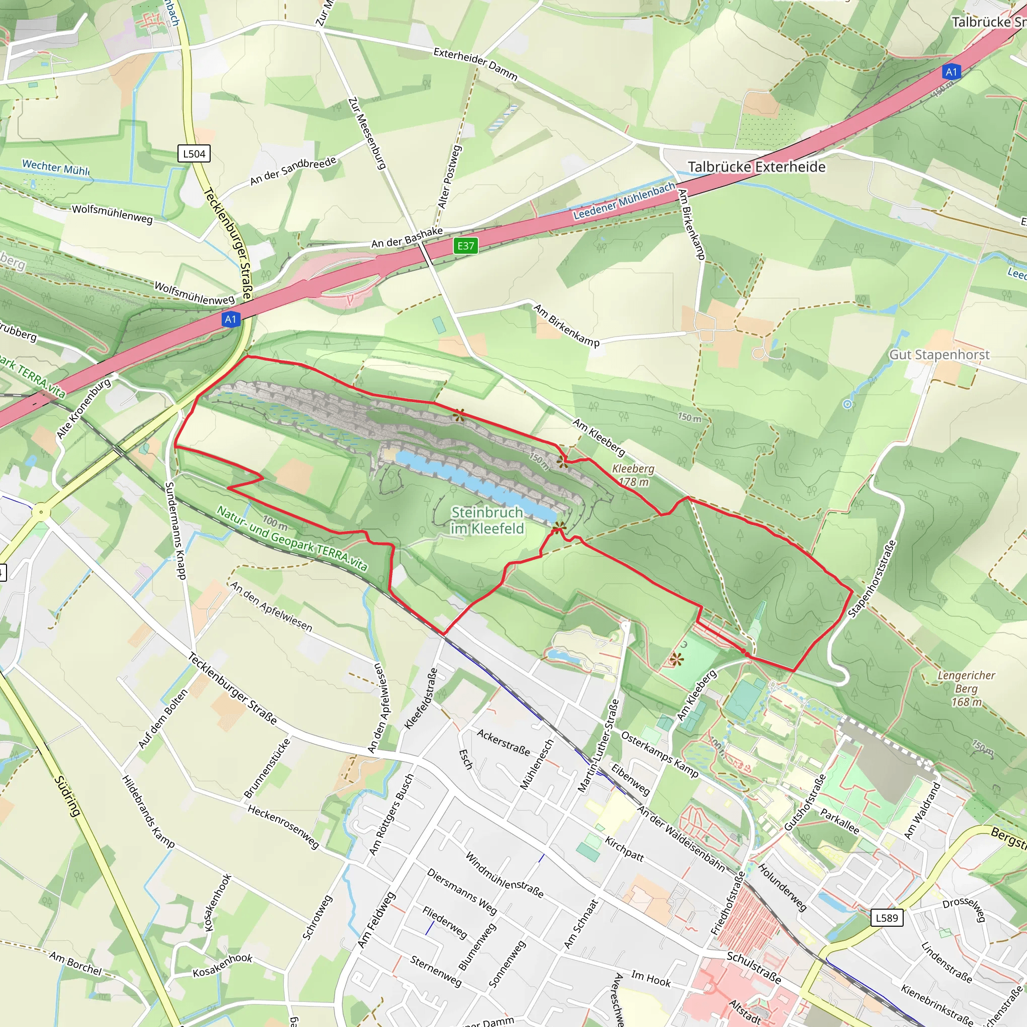 Skulpturenpark, Kleeberg and STeinbruch Loop via X18 Rheine Lienen mobile static map