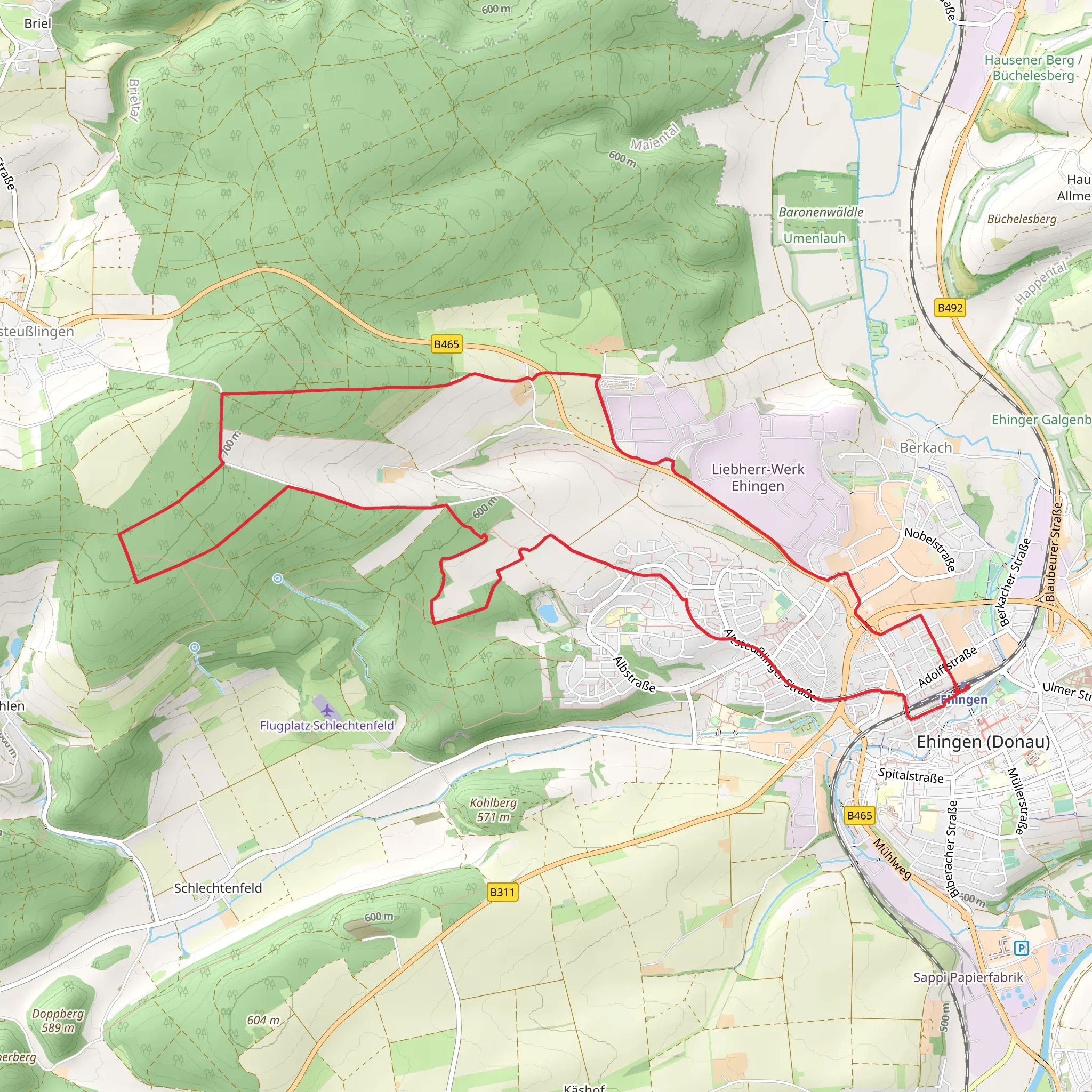Daimlerweg and Blaues Dreieck Ehingen Loop mobile static map