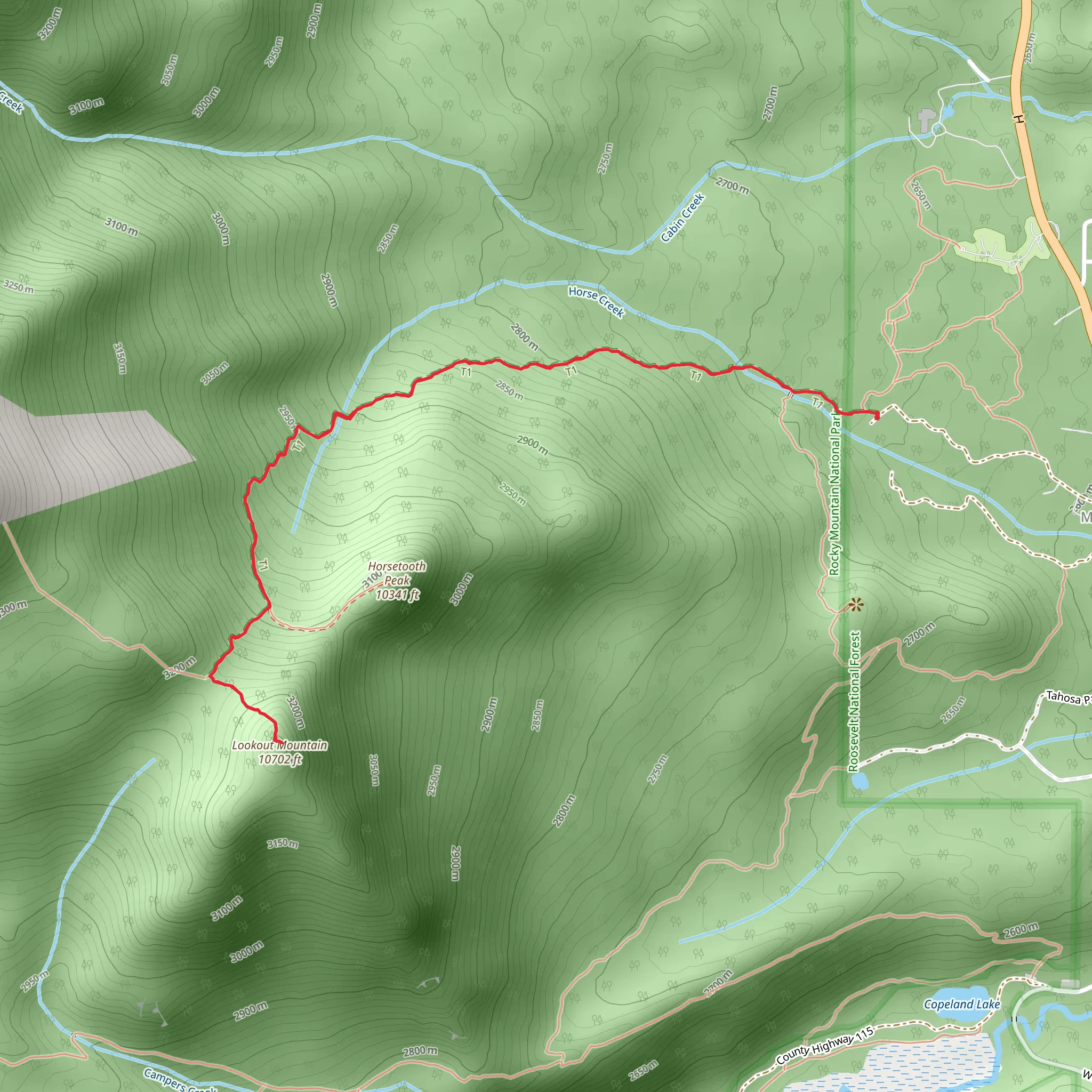 Lookout Mountain Out and Back mobile static map