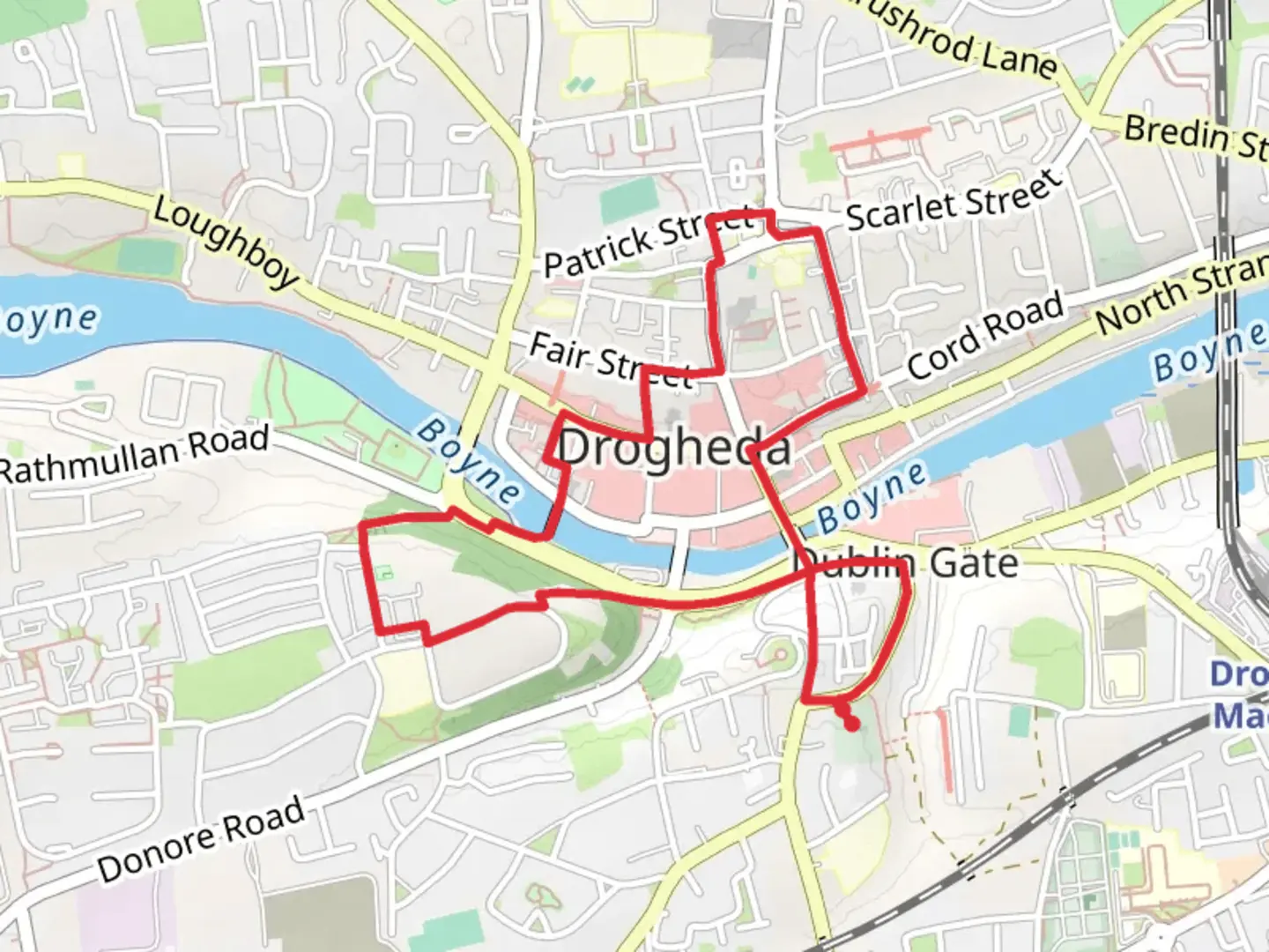 An image depicting the trail Drogheda Spires Walk and its surrounding area.
