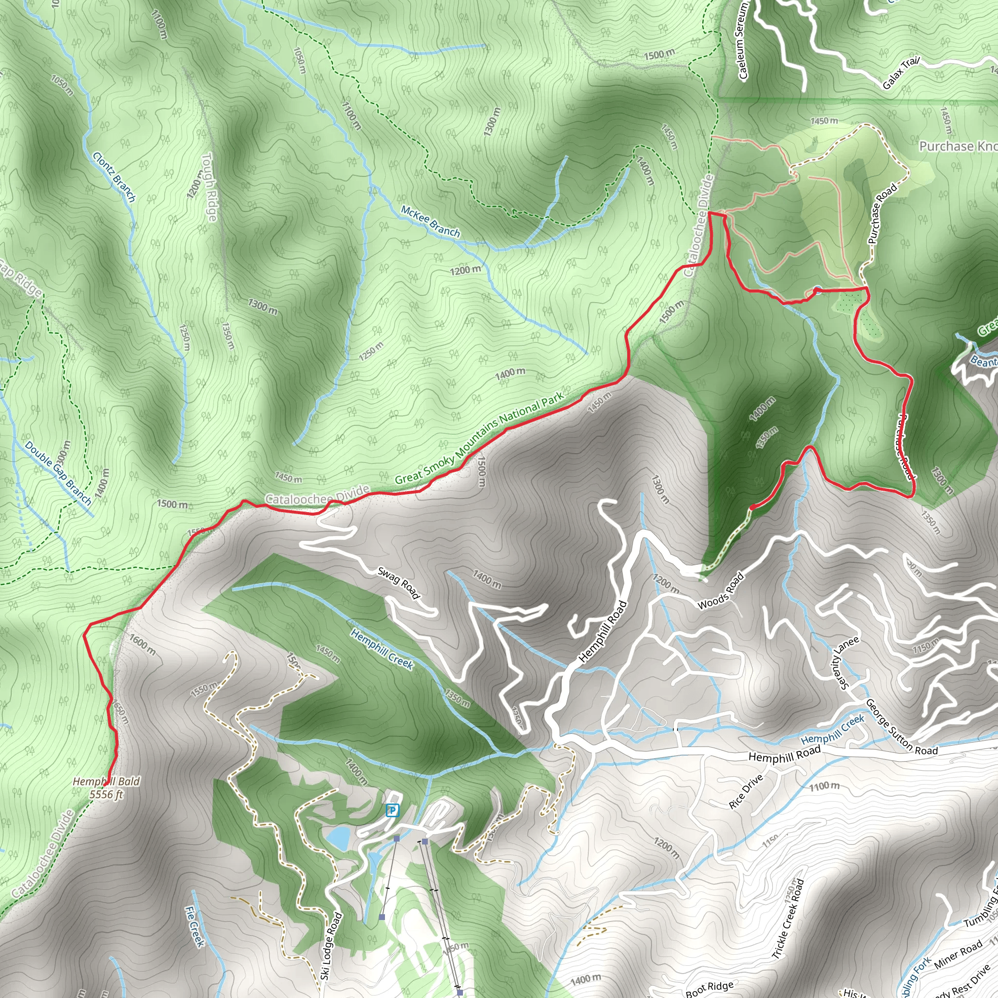 Hemphill Bald via Cataloochee Divide Trail mobile static map
