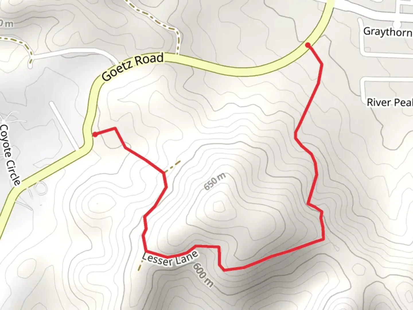 An image depicting the trail Lesser Lane and its surrounding area.