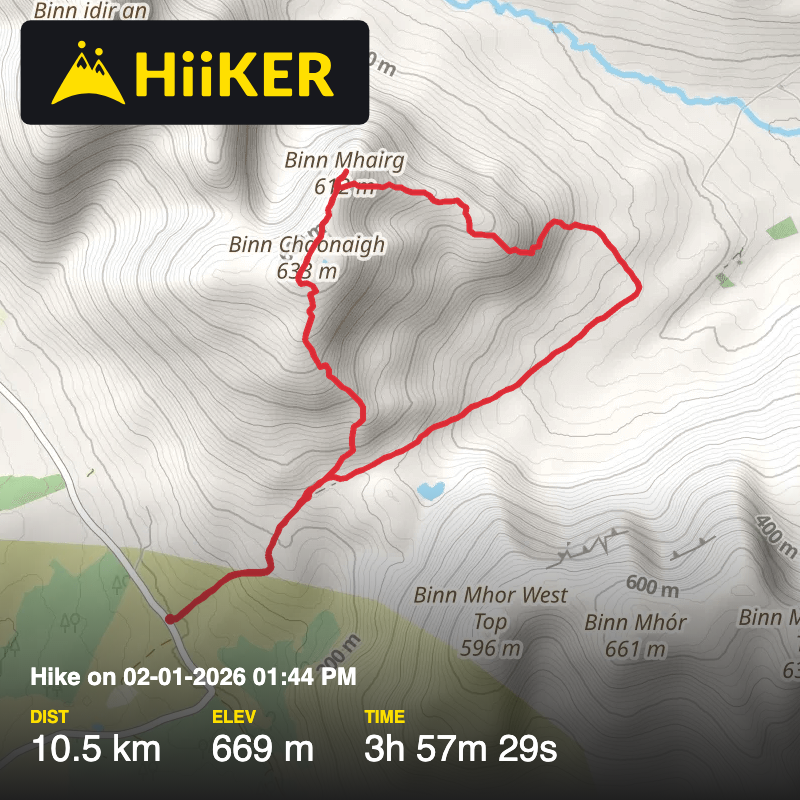 A map preview of the recording Hike on 02-01-2026 01:44 PM.
