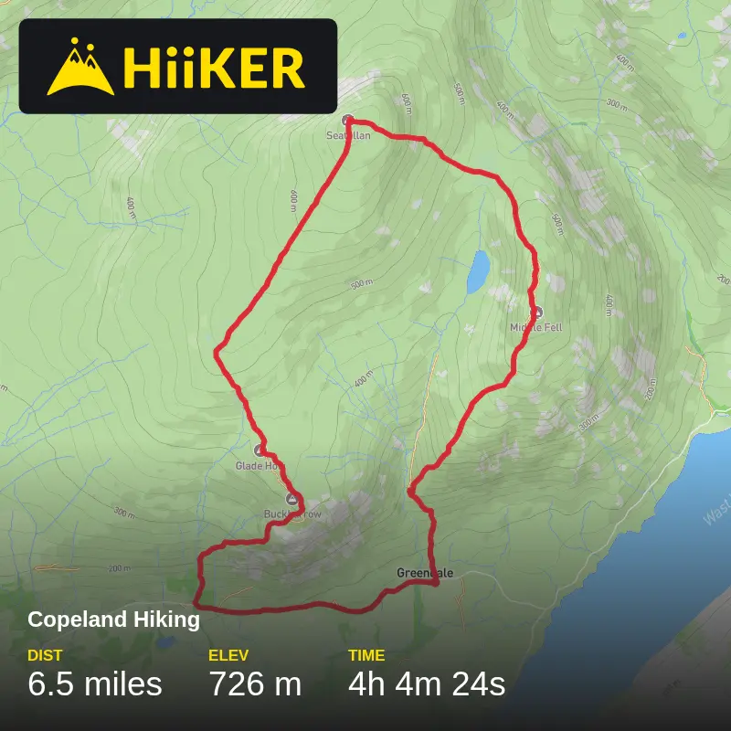 A map preview of the recording Copeland Hiking.