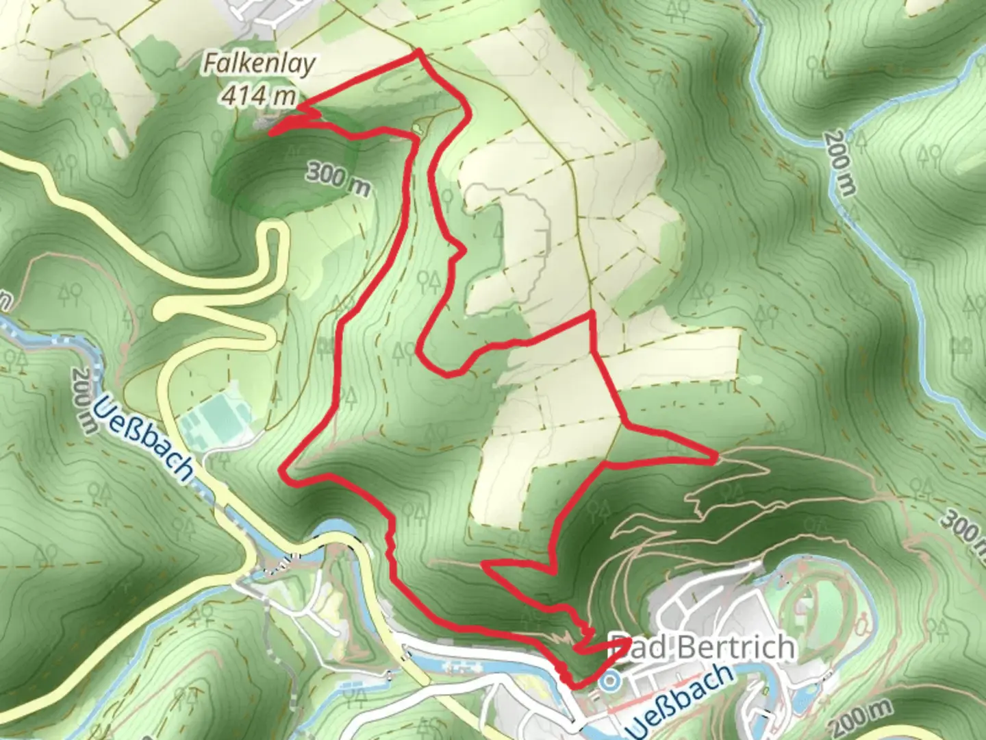 An image depicting the trail Eifel Camino and Lippi's Weg Loop and its surrounding area.