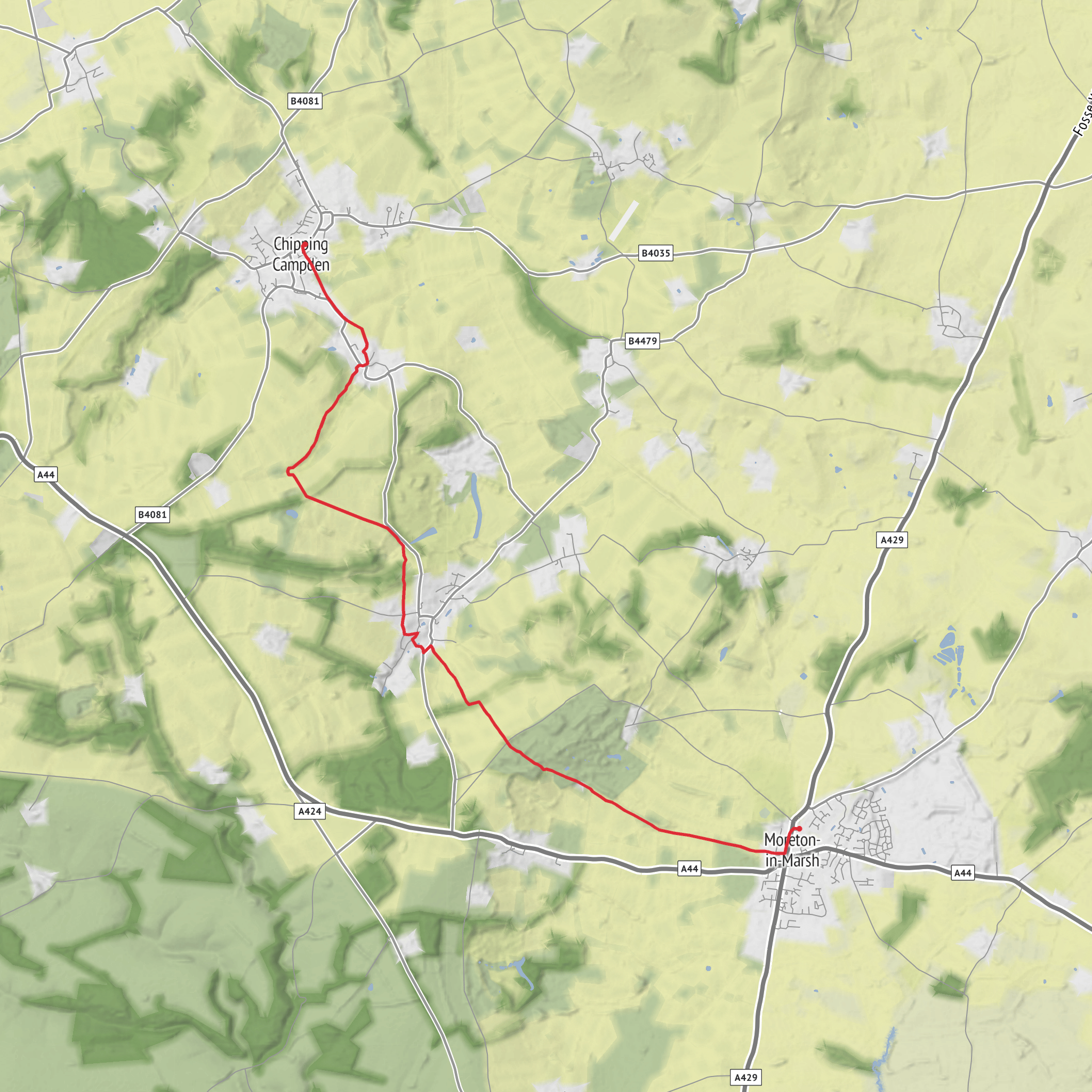 Chipping Campden Walk via Monarch's Way mobile static map