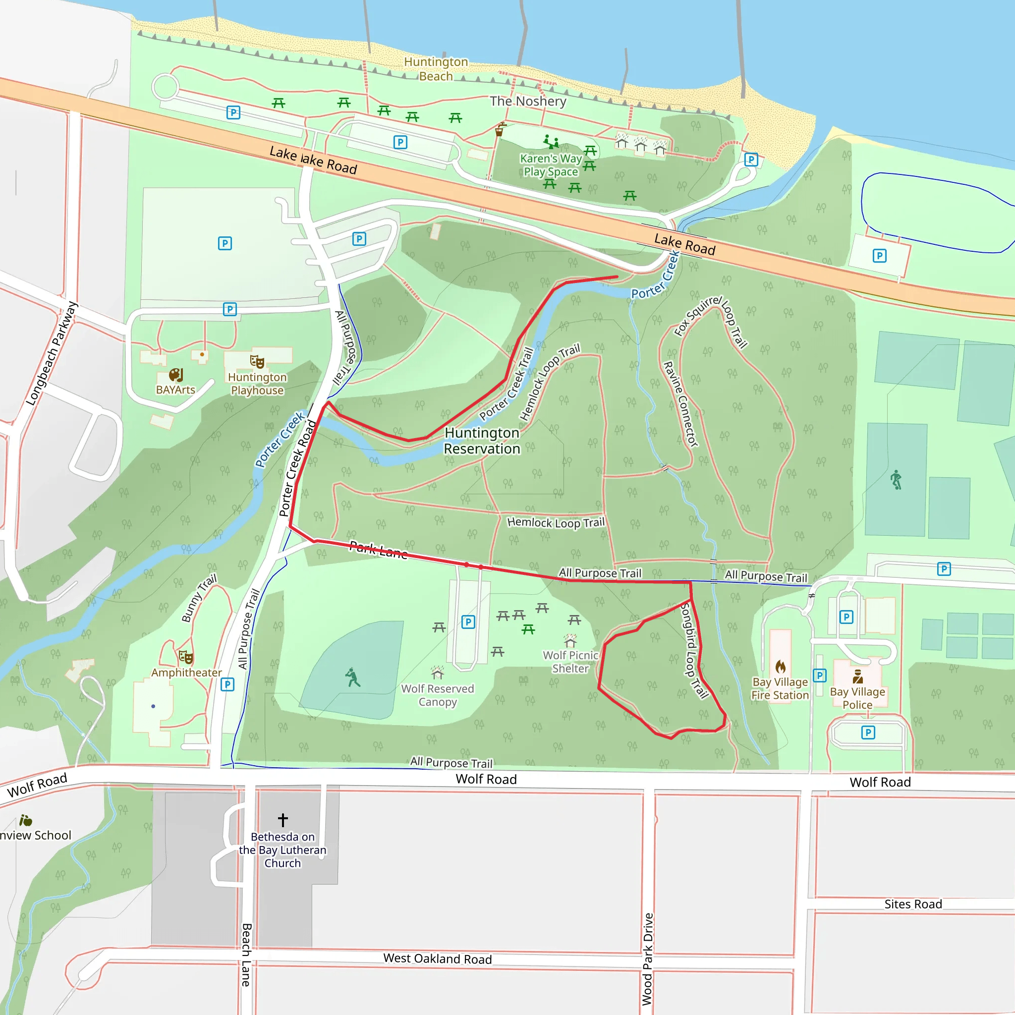 Porter Creek and Songbird Loop Trail mobile static map