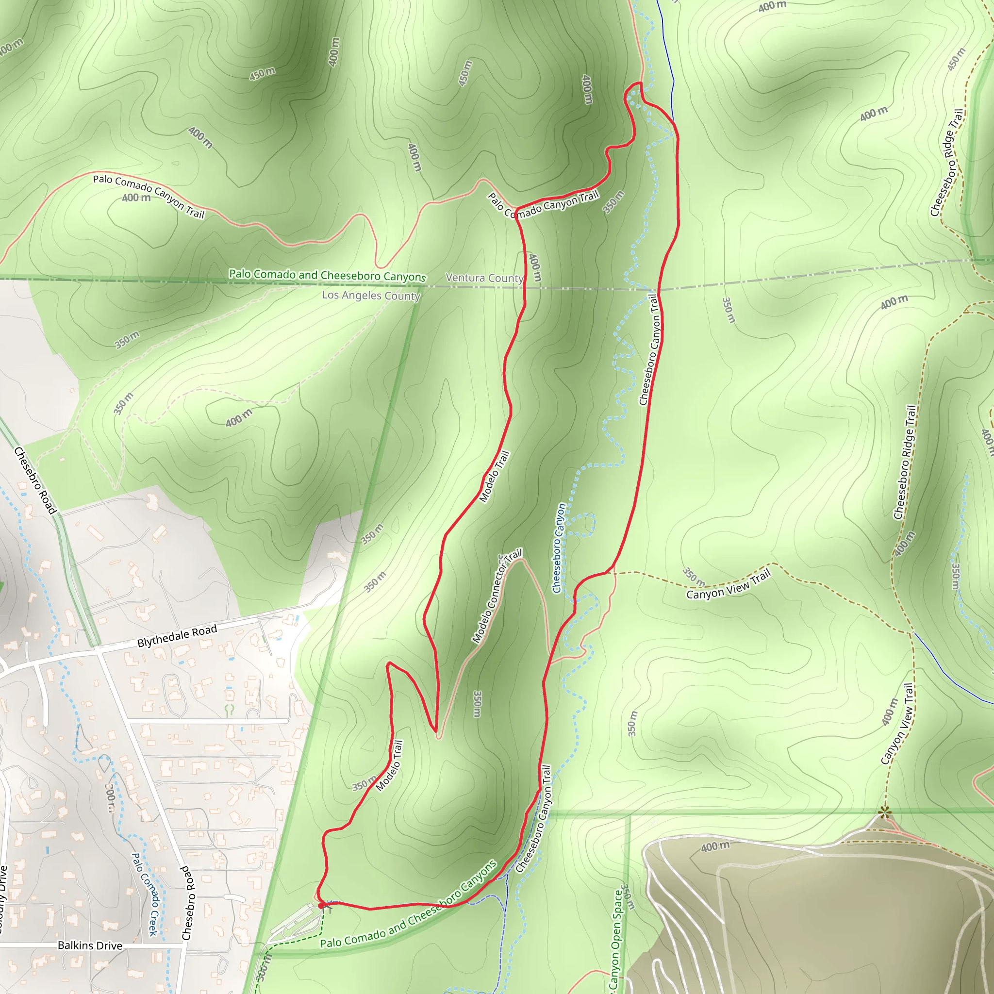 Modelo - Cheeseboro Canyon Loop Trail mobile static map