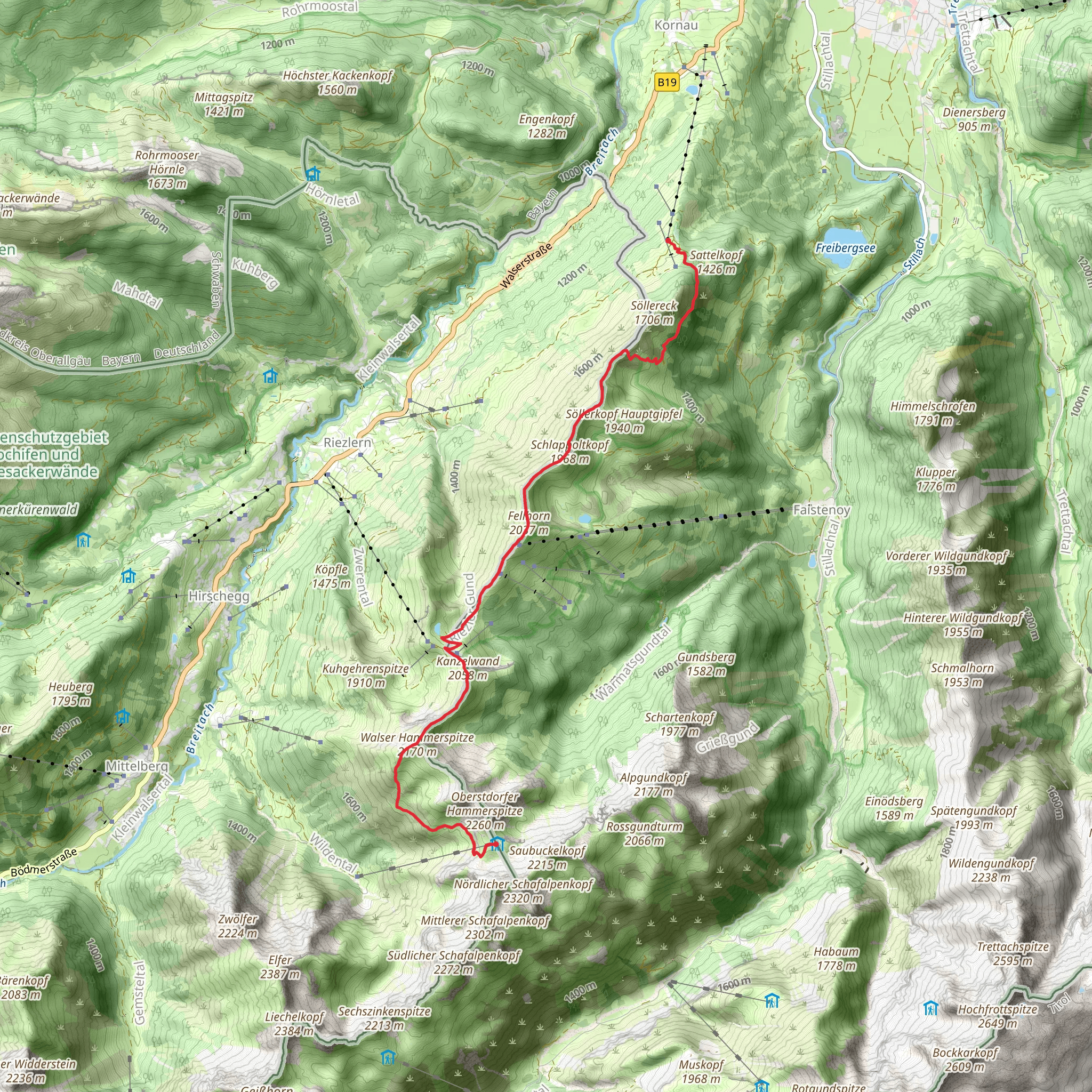 Schoenblick to Fiderepass via Bergschau Weg mobile static map