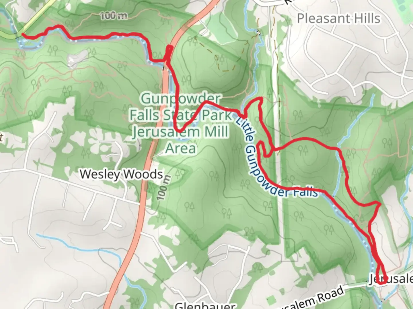 An image depicting the trail Jerusalem Mills and Little Gunpowder Loop Trail and its surrounding area.