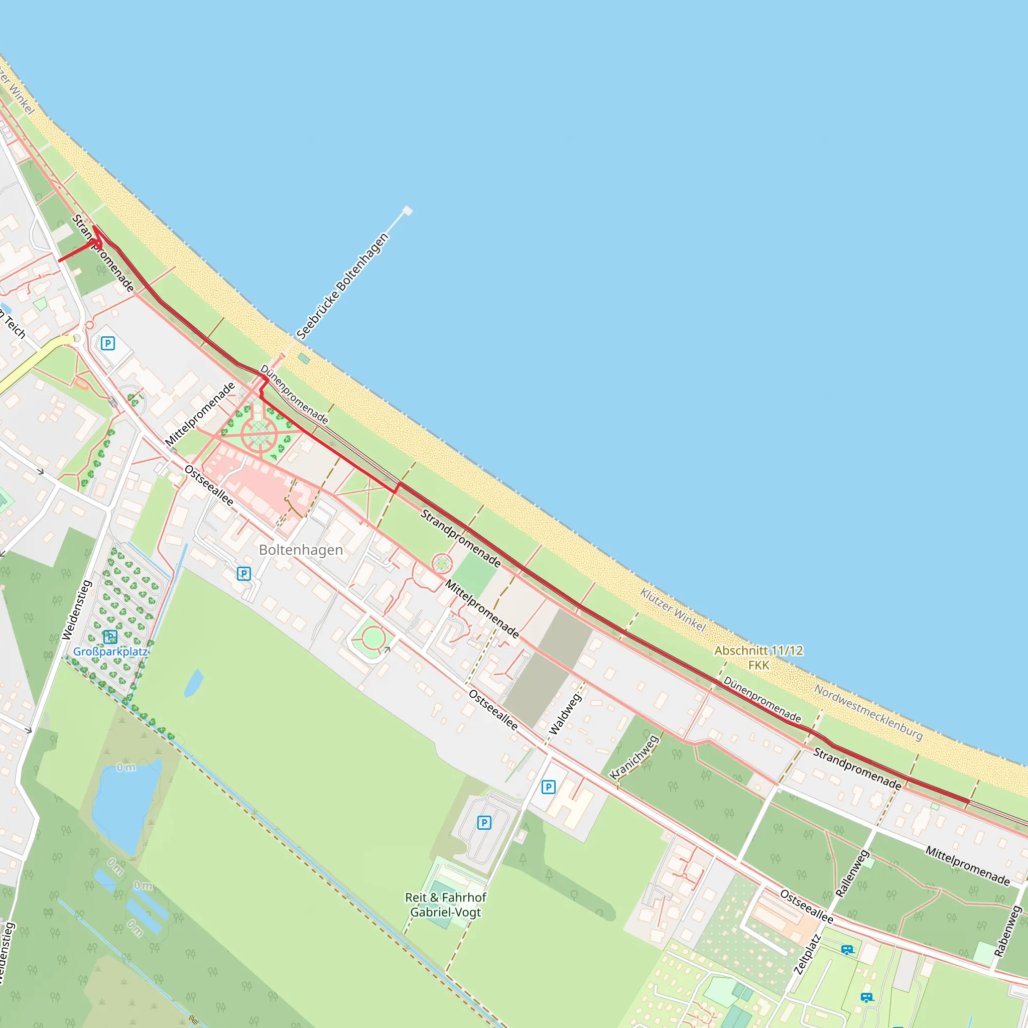 Dünenpromenade Out and Back mobile static map