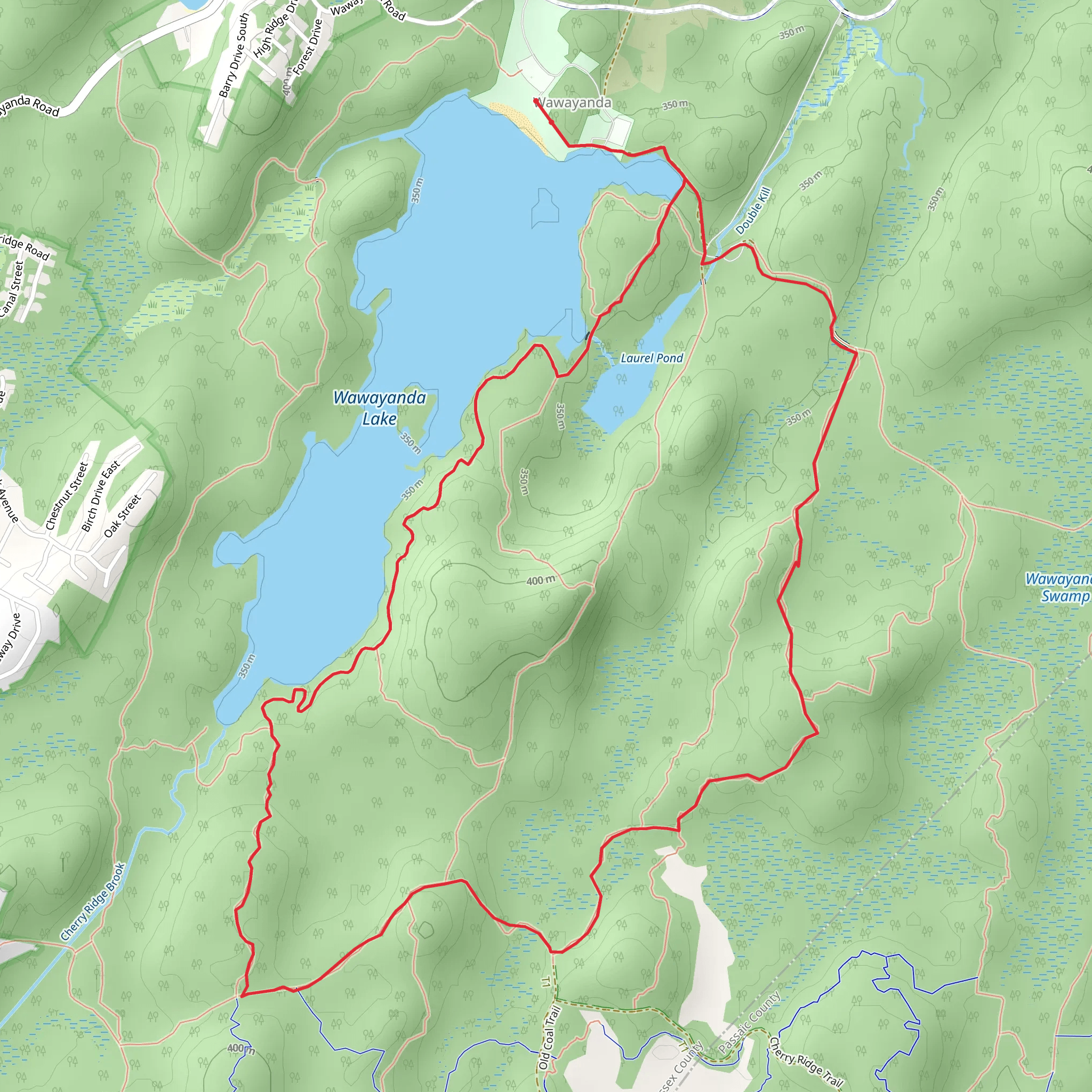 Double Pond, Cherry Ridge Road and Sitting Bear Loop Trail mobile static map