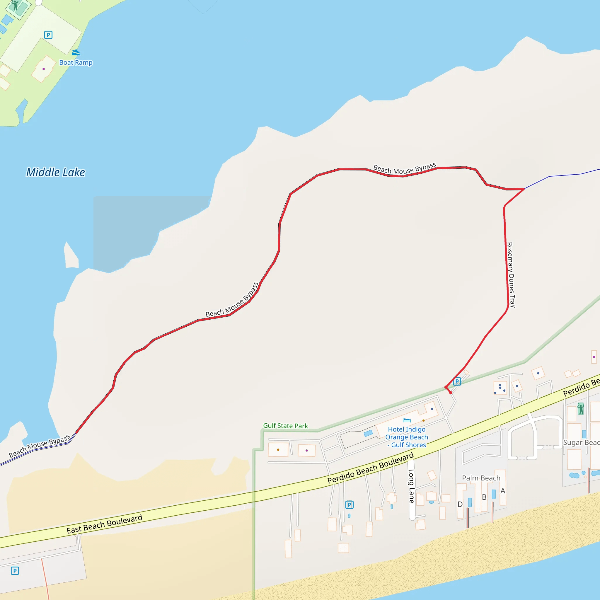 Rosemary Dunes Trail and Beach Mouse Bypass mobile static map