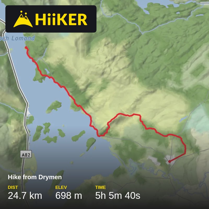 A map preview of the recording Hike from Drymen.