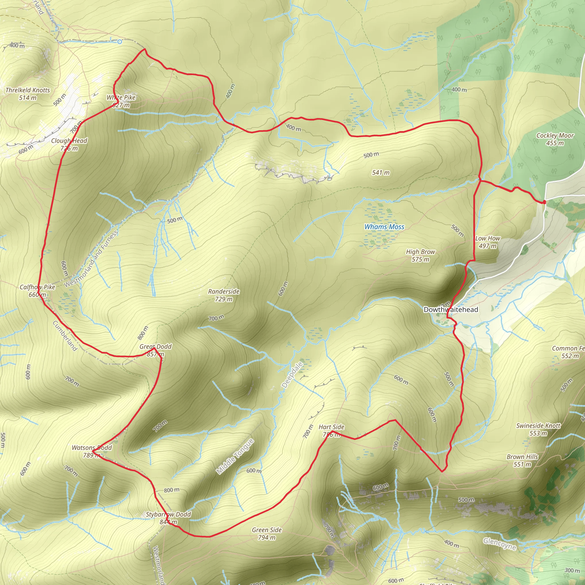 White Pike, Calfhow Pike, Watson's Dodd and Hart Side Loop mobile static map