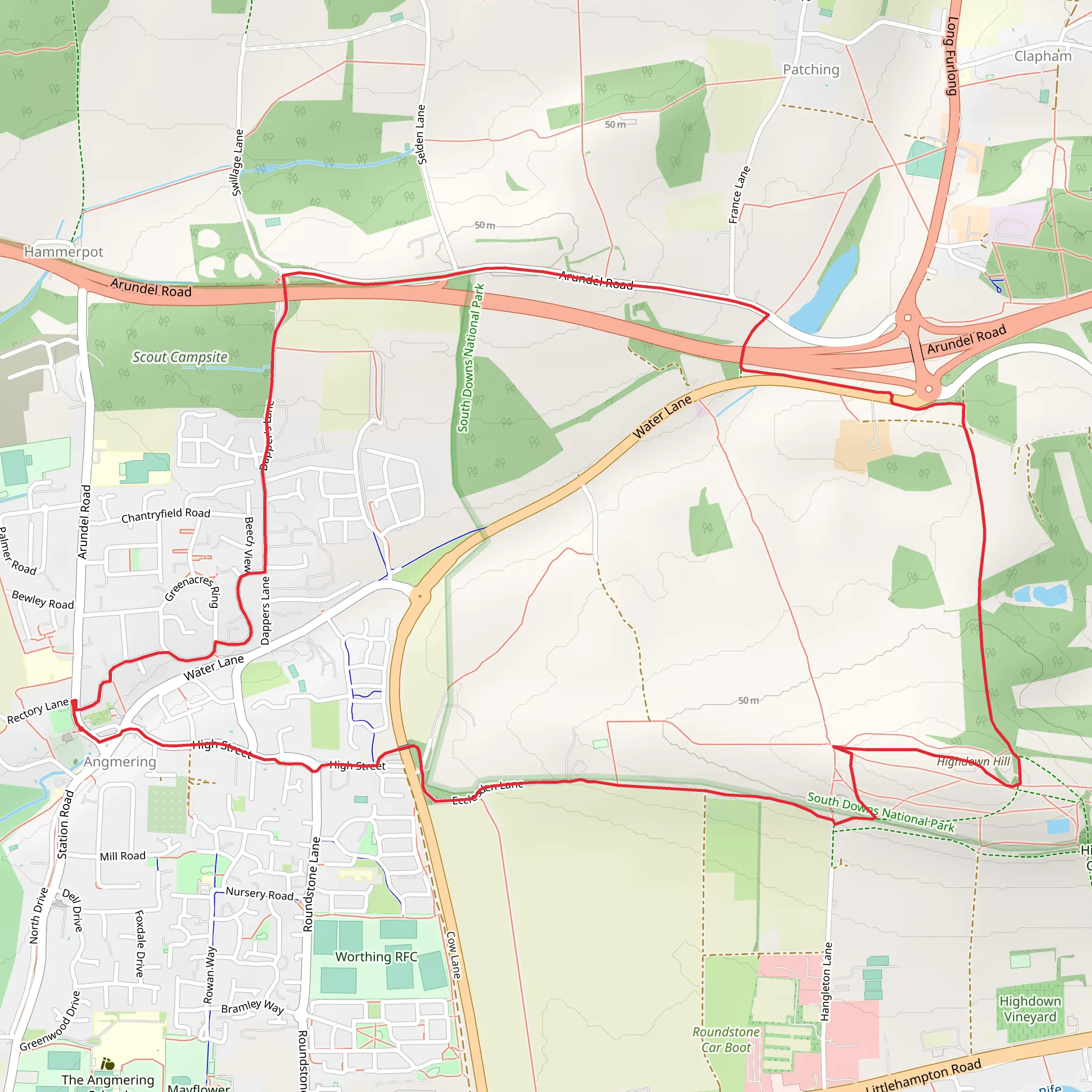 Angmering Loop mobile static map