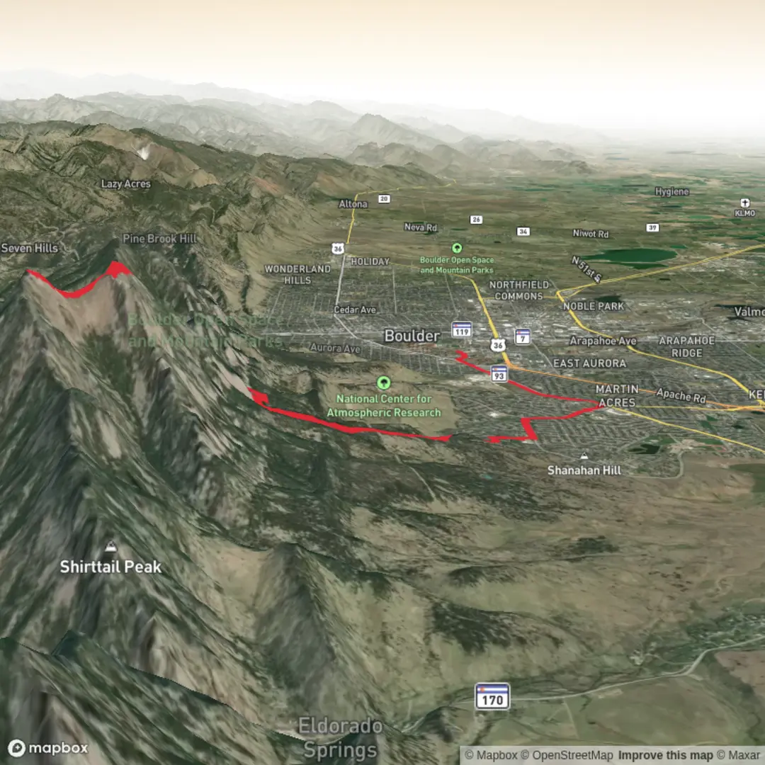 An image depicting the trail South Boulder Peak and its surrounding area.