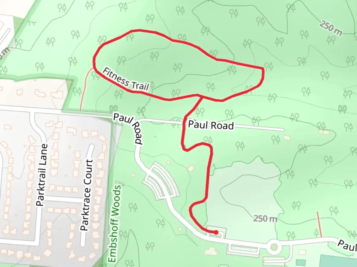 An image depicting the trail Fitness Loop Trail and its surrounding area.