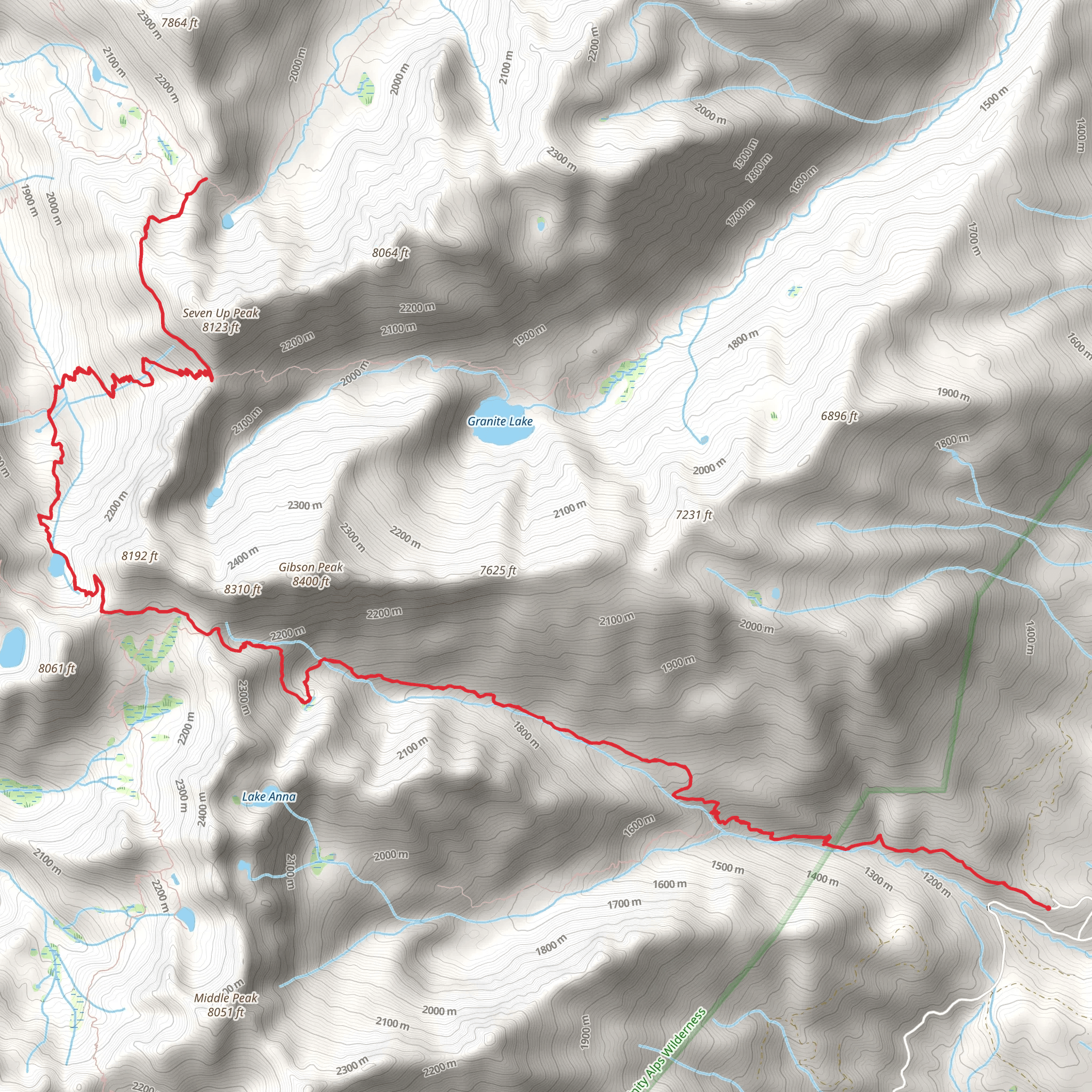 Seven Up Peak via Long Canyon Trail mobile static map
