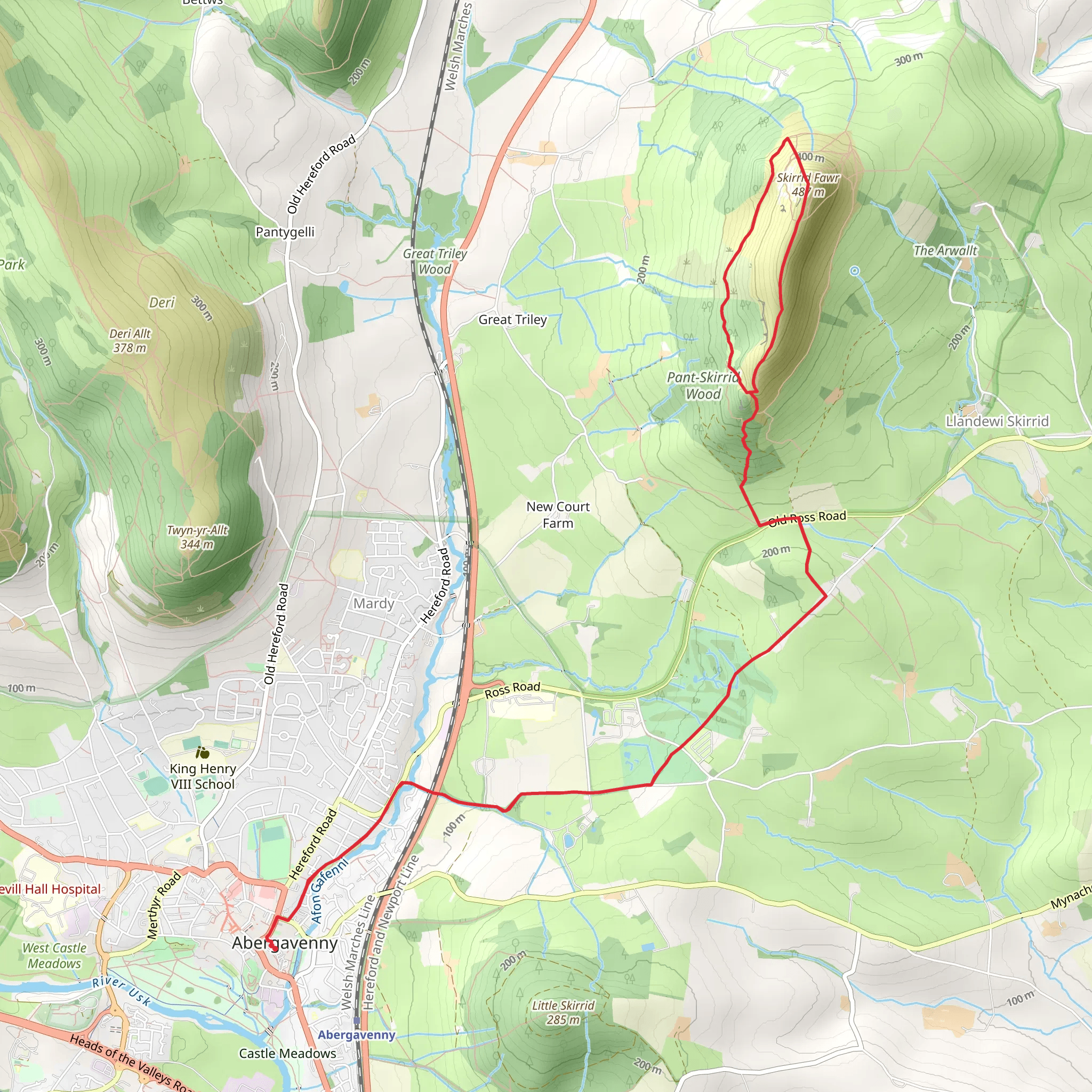 Skirrid Fawr Walk mobile static map
