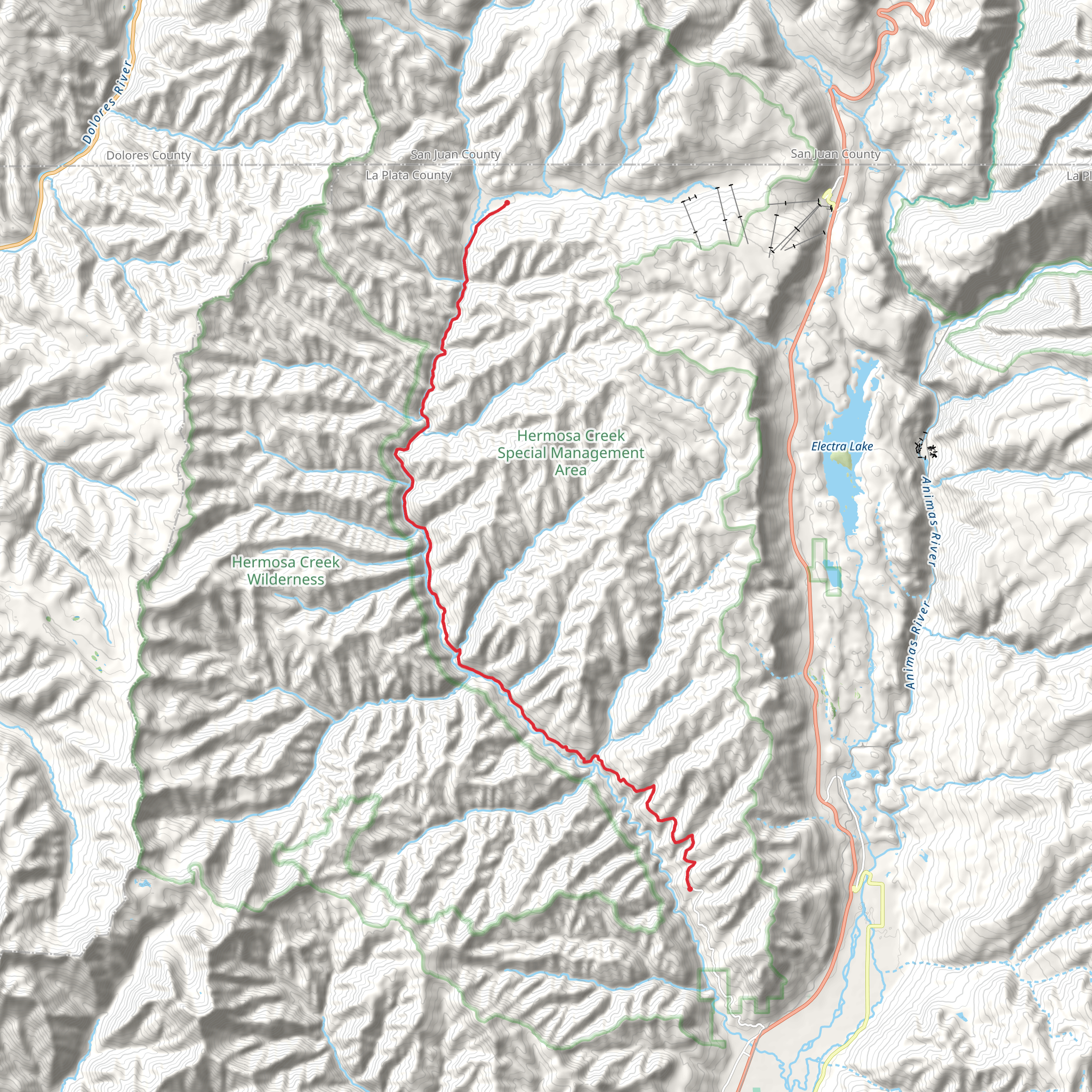 Hermosa Creek Trail from Hermosa Park Road mobile static map