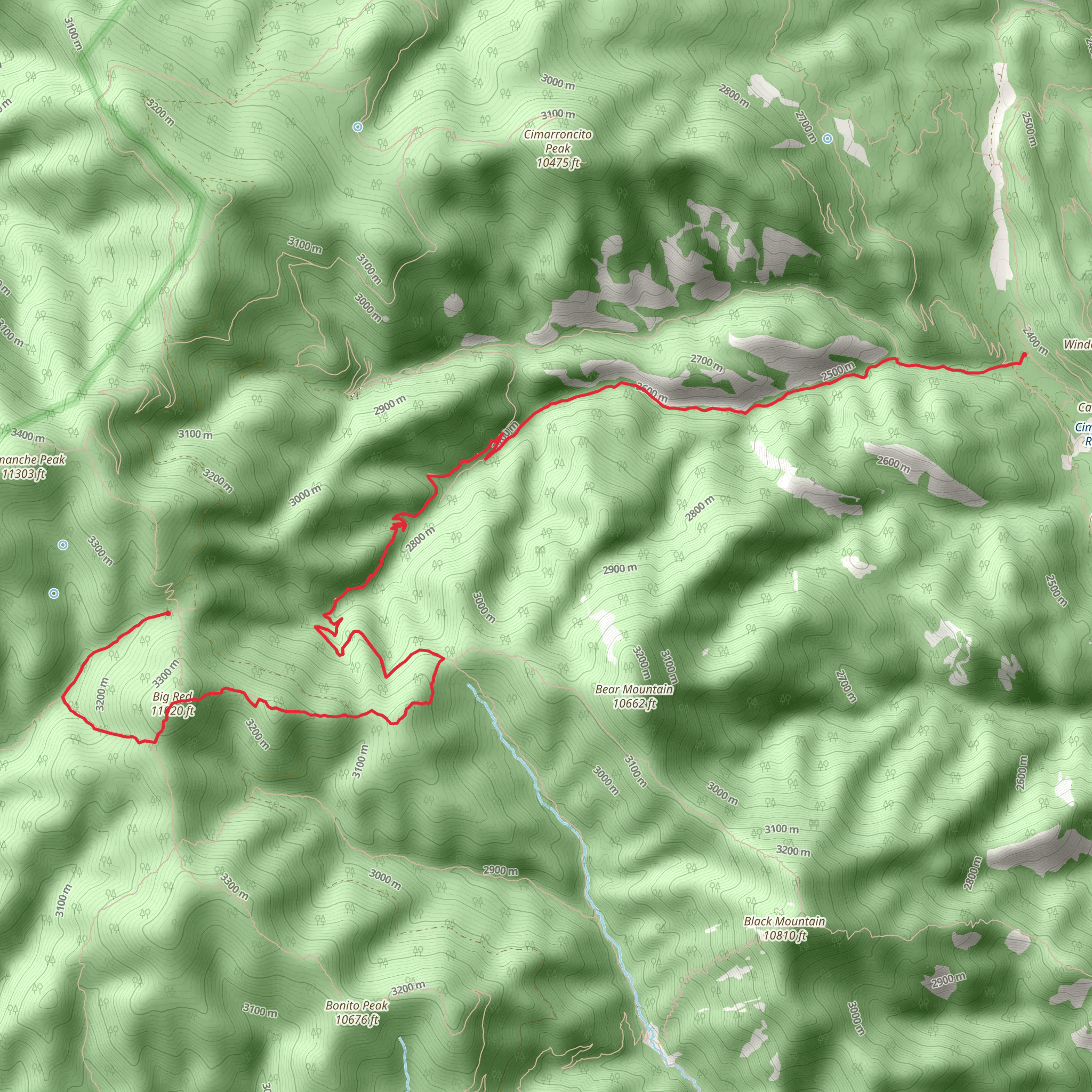 Lamberts Mine to Comanche Pass Trail mobile static map