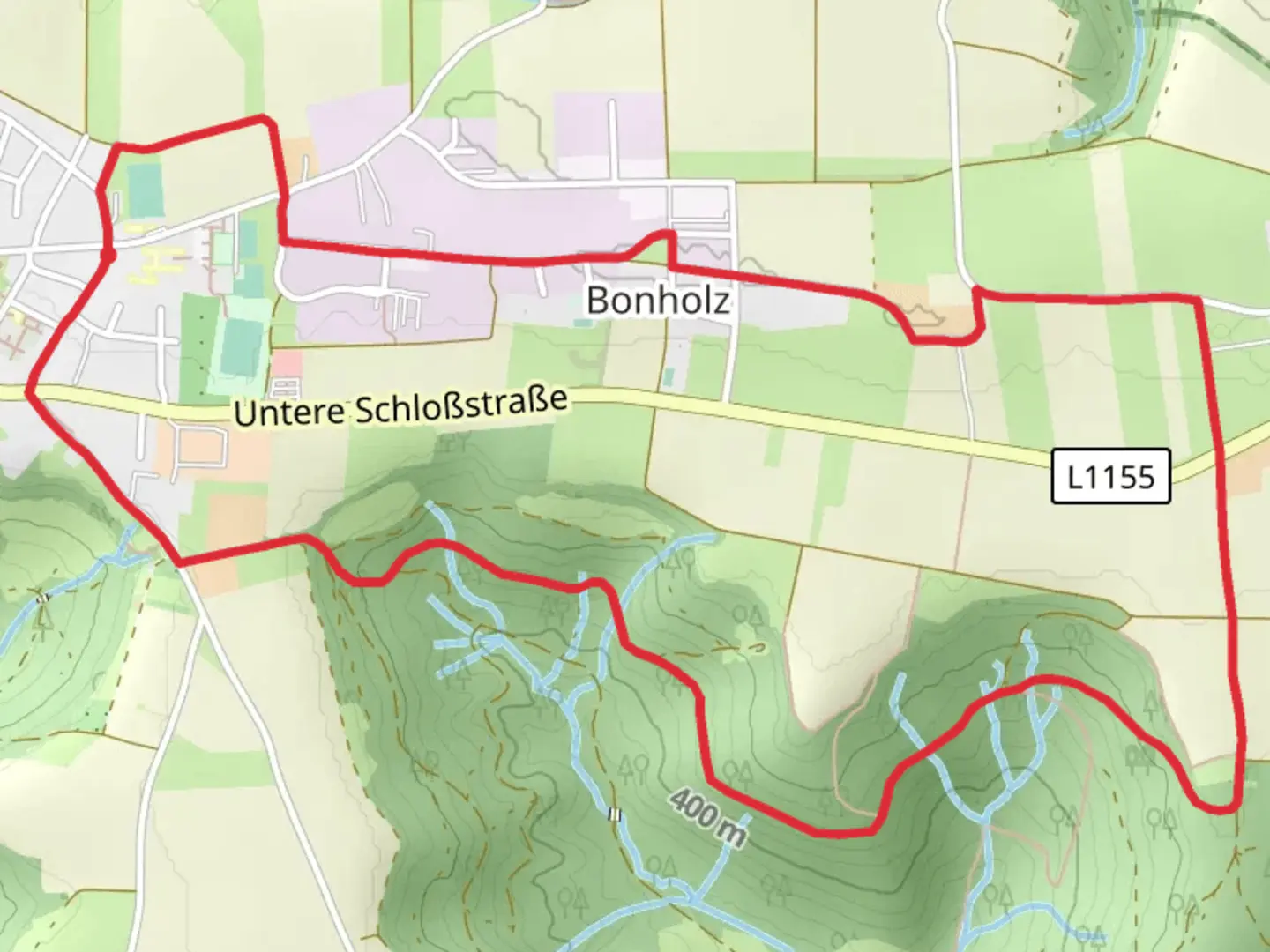 An image depicting the trail Haselbach Rundweg and Mutlanger Loop and its surrounding area.