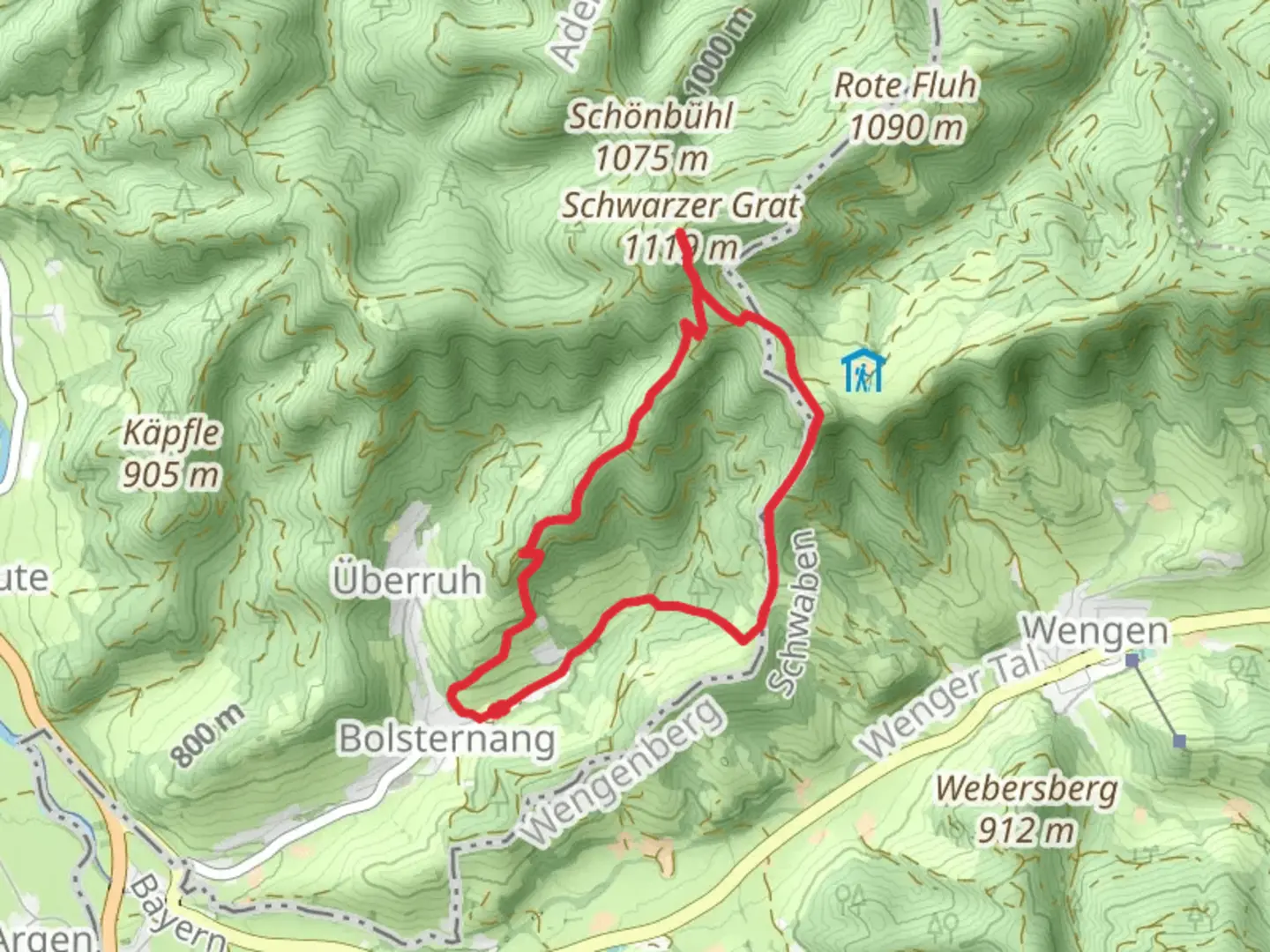An image depicting the trail Schwarzer Grat and Raggenhorn Peak Loop via Adelegg Wandergebiet and its surrounding area.