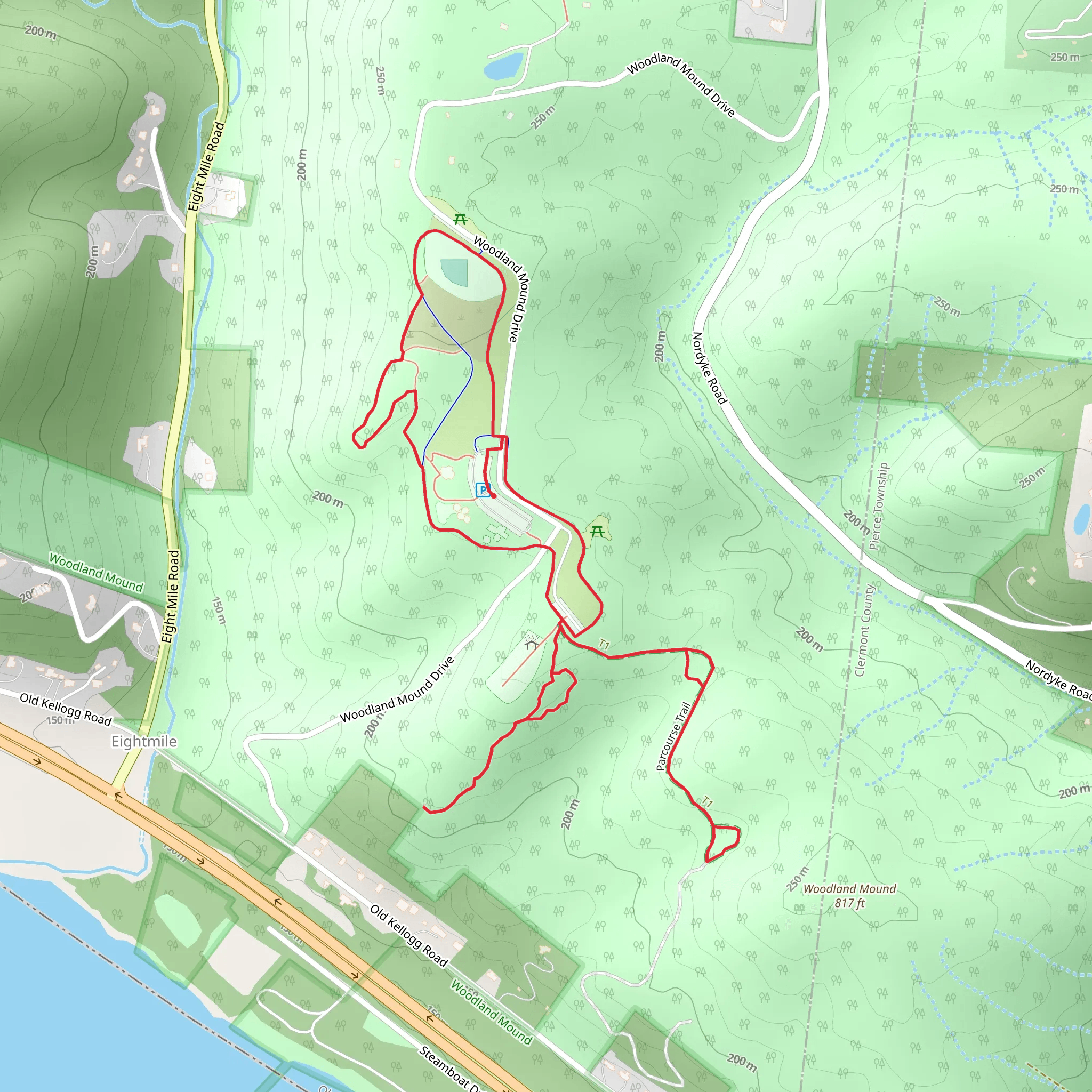 Woodland Mound - Parcourse Trail mobile static map